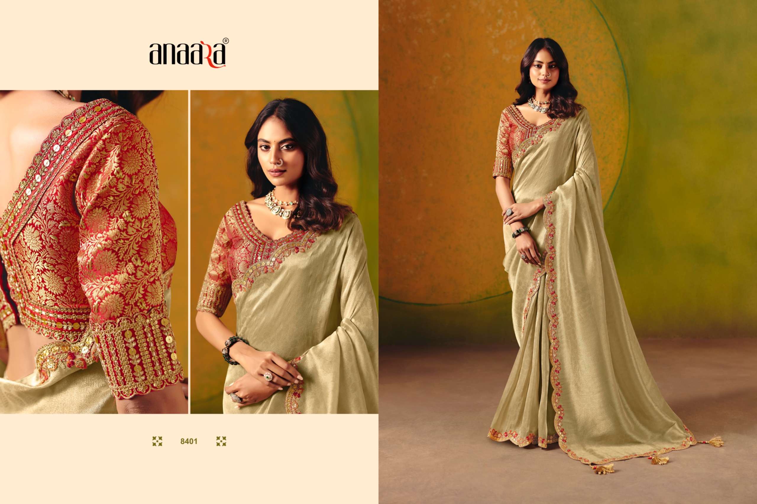 TATHASTU PRESENTS ANAARA 8400 SERIES BEAUTIFUL DESINGER PARTYWEAR SAREES CATALOG WHOLESALER AND EXPORTERS