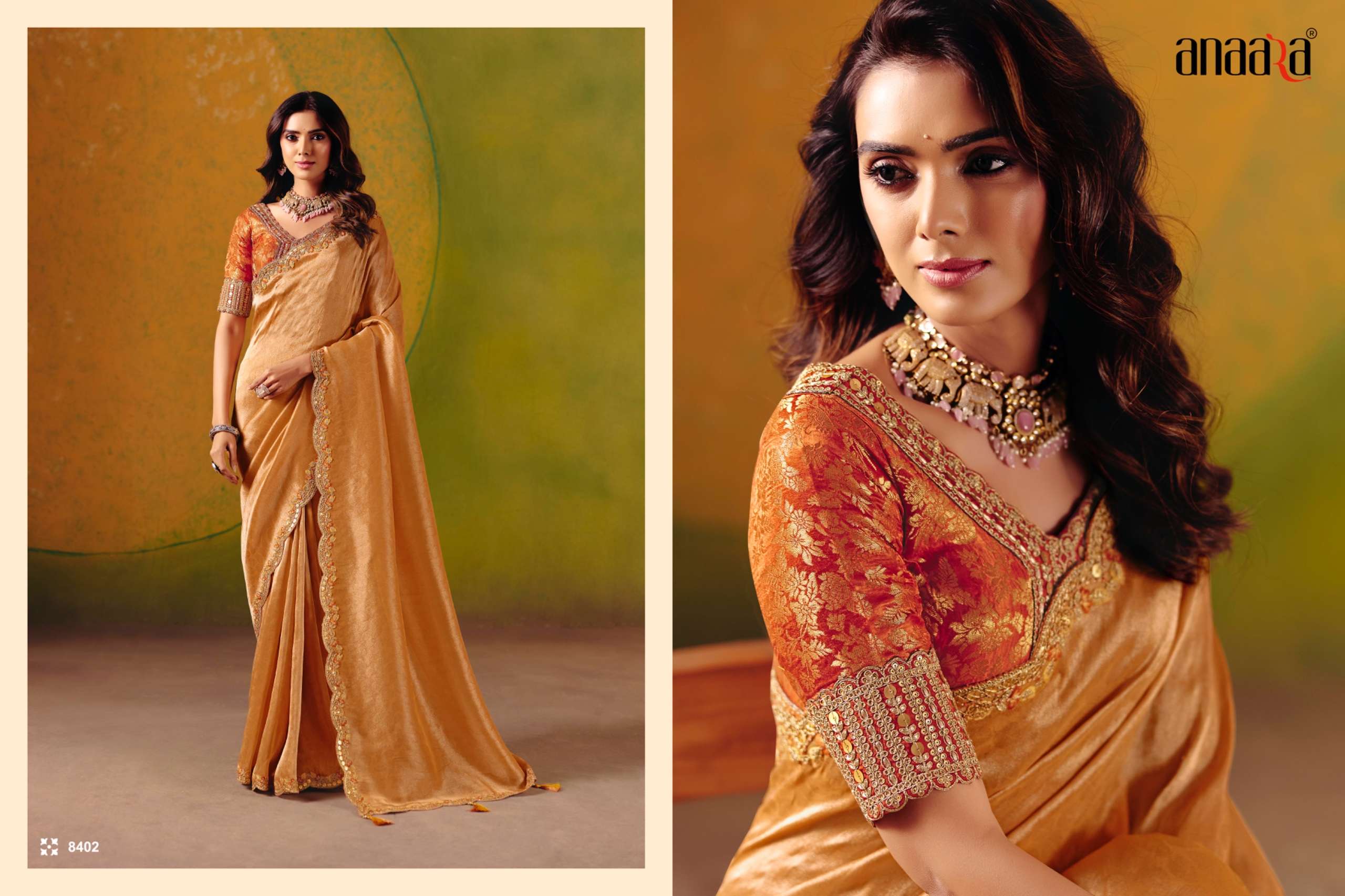 TATHASTU PRESENTS ANAARA 8400 SERIES BEAUTIFUL DESINGER PARTYWEAR SAREES CATALOG WHOLESALER AND EXPORTERS