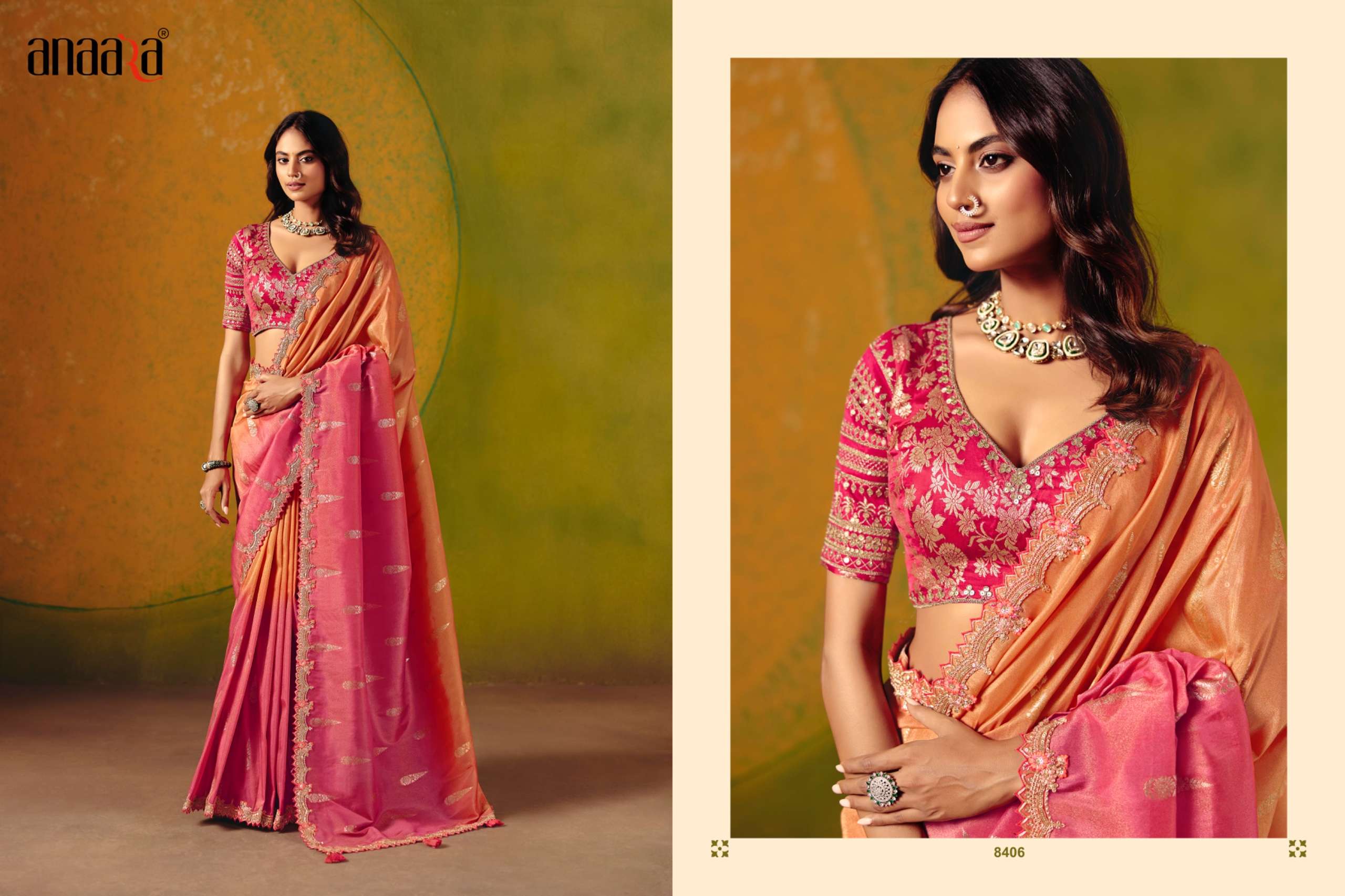 TATHASTU PRESENTS ANAARA 8400 SERIES BEAUTIFUL DESINGER PARTYWEAR SAREES CATALOG WHOLESALER AND EXPORTERS