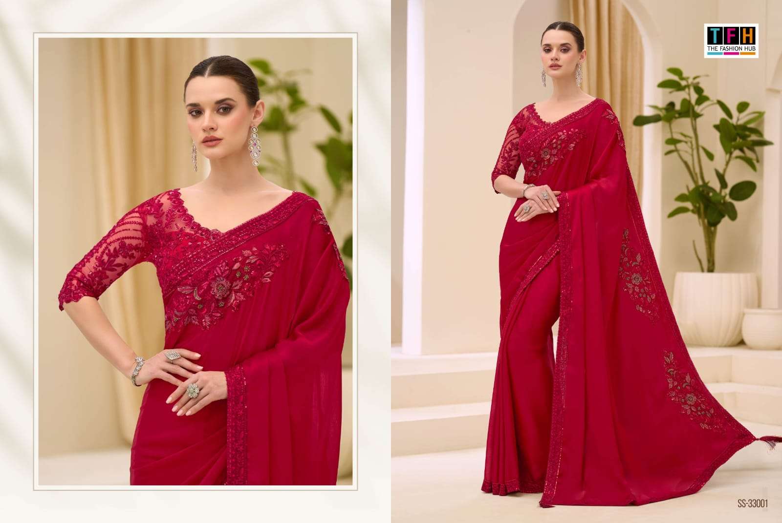 TFH PRESENTS SILVER SCREEN 23RD EDITION 33001 TO 330018 SEIRES DESINGER PARTYWEAR SAREES CATALOG WHOLESALER AND EXPORTERS IN SURAT