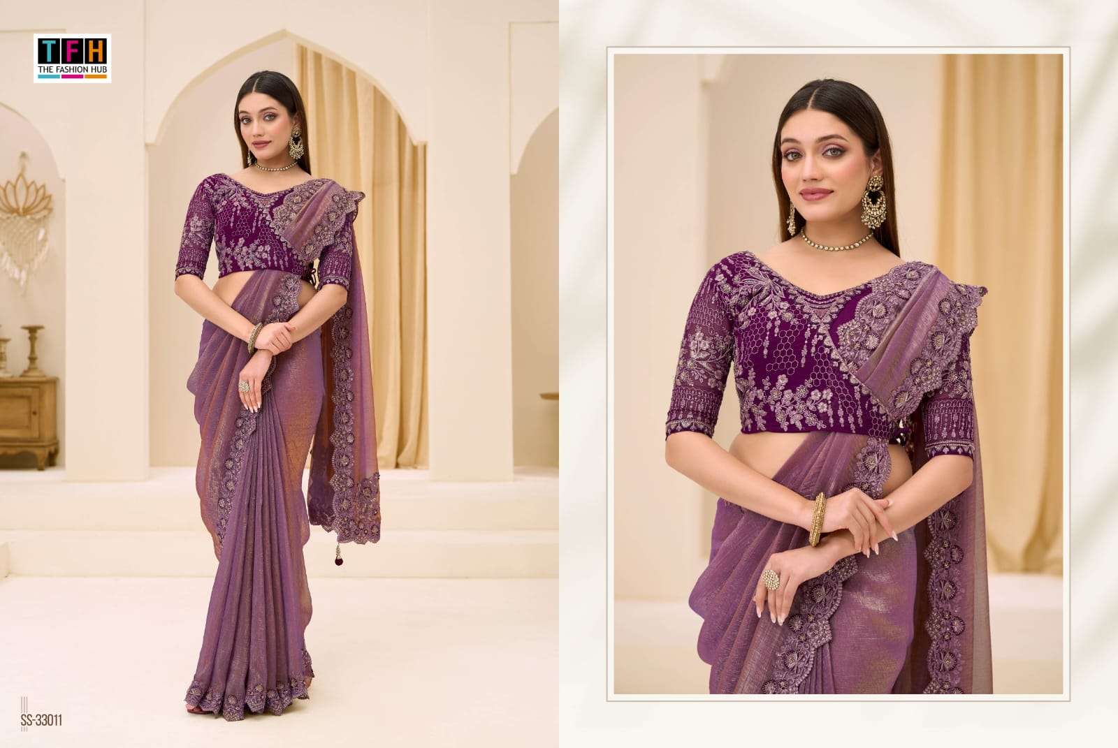 TFH PRESENTS SILVER SCREEN 23RD EDITION 33001 TO 330018 SEIRES DESINGER PARTYWEAR SAREES CATALOG WHOLESALER AND EXPORTERS IN SURAT