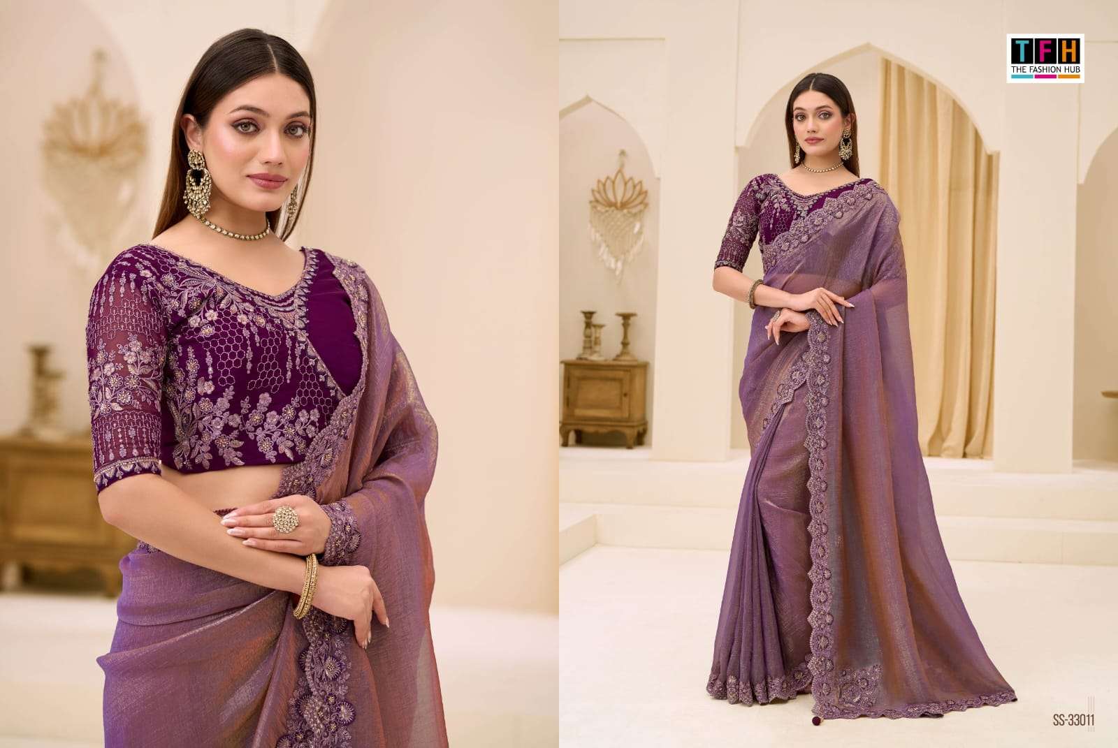 TFH PRESENTS SILVER SCREEN 23RD EDITION 33001 TO 330018 SEIRES DESINGER PARTYWEAR SAREES CATALOG WHOLESALER AND EXPORTERS IN SURAT
