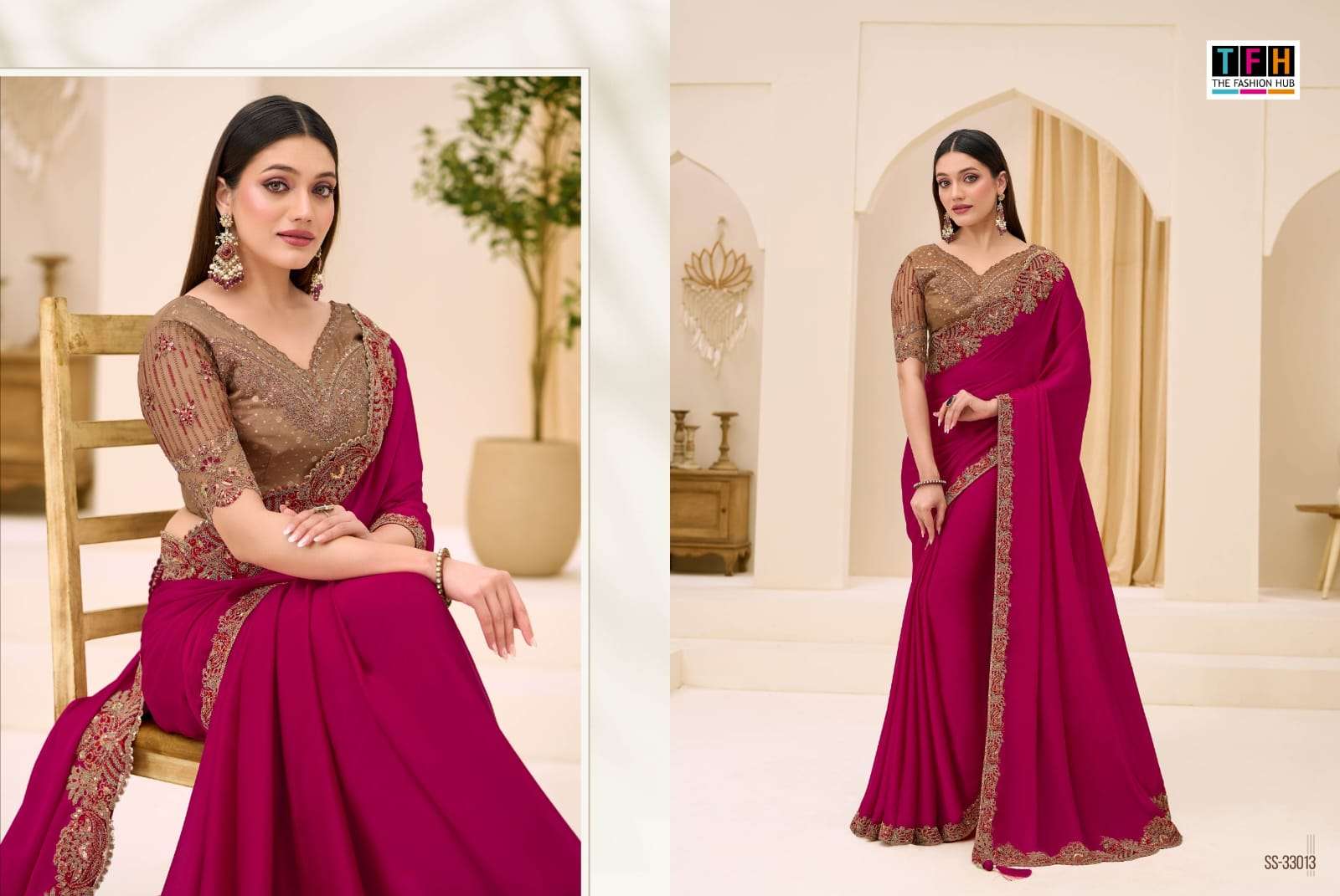 TFH PRESENTS SILVER SCREEN 23RD EDITION 33001 TO 330018 SEIRES DESINGER PARTYWEAR SAREES CATALOG WHOLESALER AND EXPORTERS IN SURAT