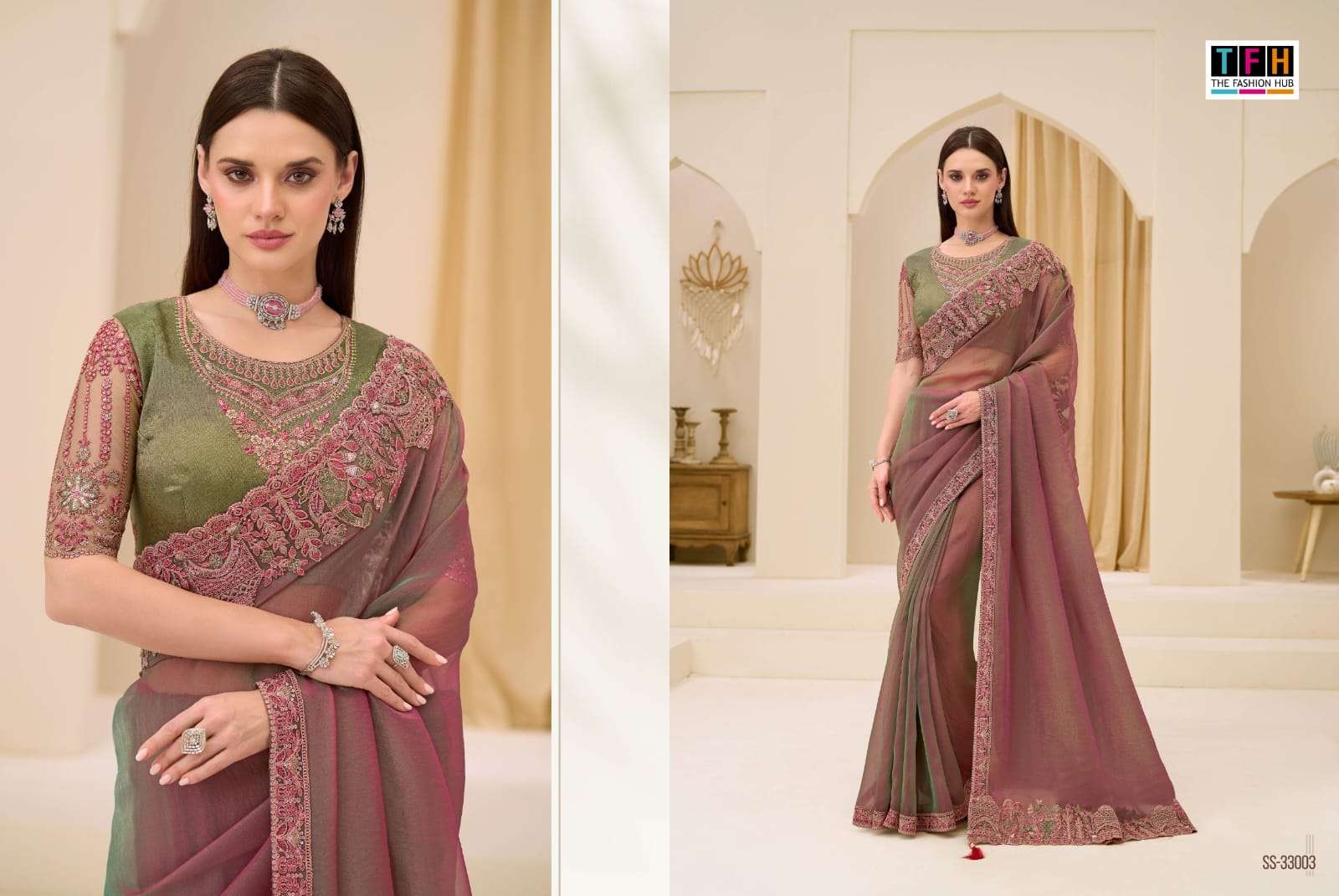 TFH PRESENTS SILVER SCREEN 23RD EDITION 33001 TO 330018 SEIRES DESINGER PARTYWEAR SAREES CATALOG WHOLESALER AND EXPORTERS IN SURAT