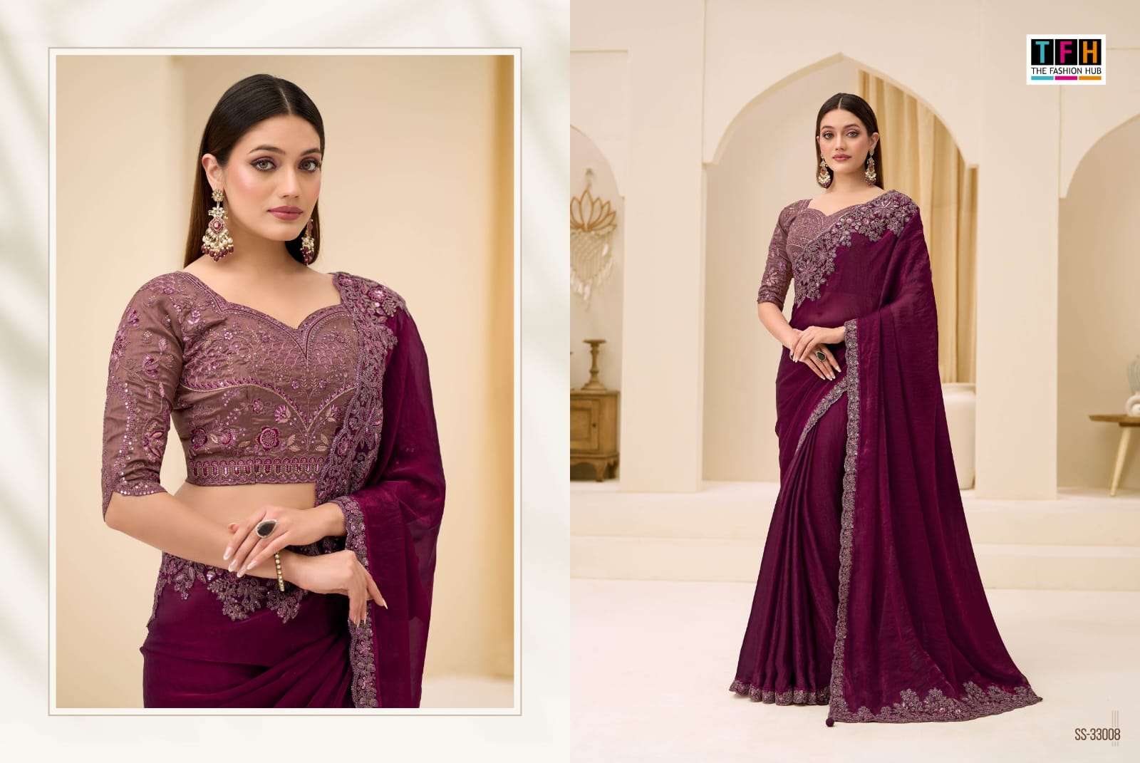 TFH PRESENTS SILVER SCREEN 23RD EDITION 33001 TO 330018 SEIRES DESINGER PARTYWEAR SAREES CATALOG WHOLESALER AND EXPORTERS IN SURAT
