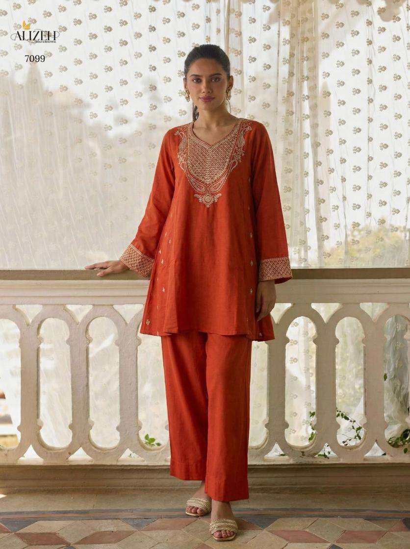 Alizeh Presents 7099-7101 Cotton Silk Readymade Pakistani Kurti Pant With Dupatta Catalog Wholesaler And Exporter 