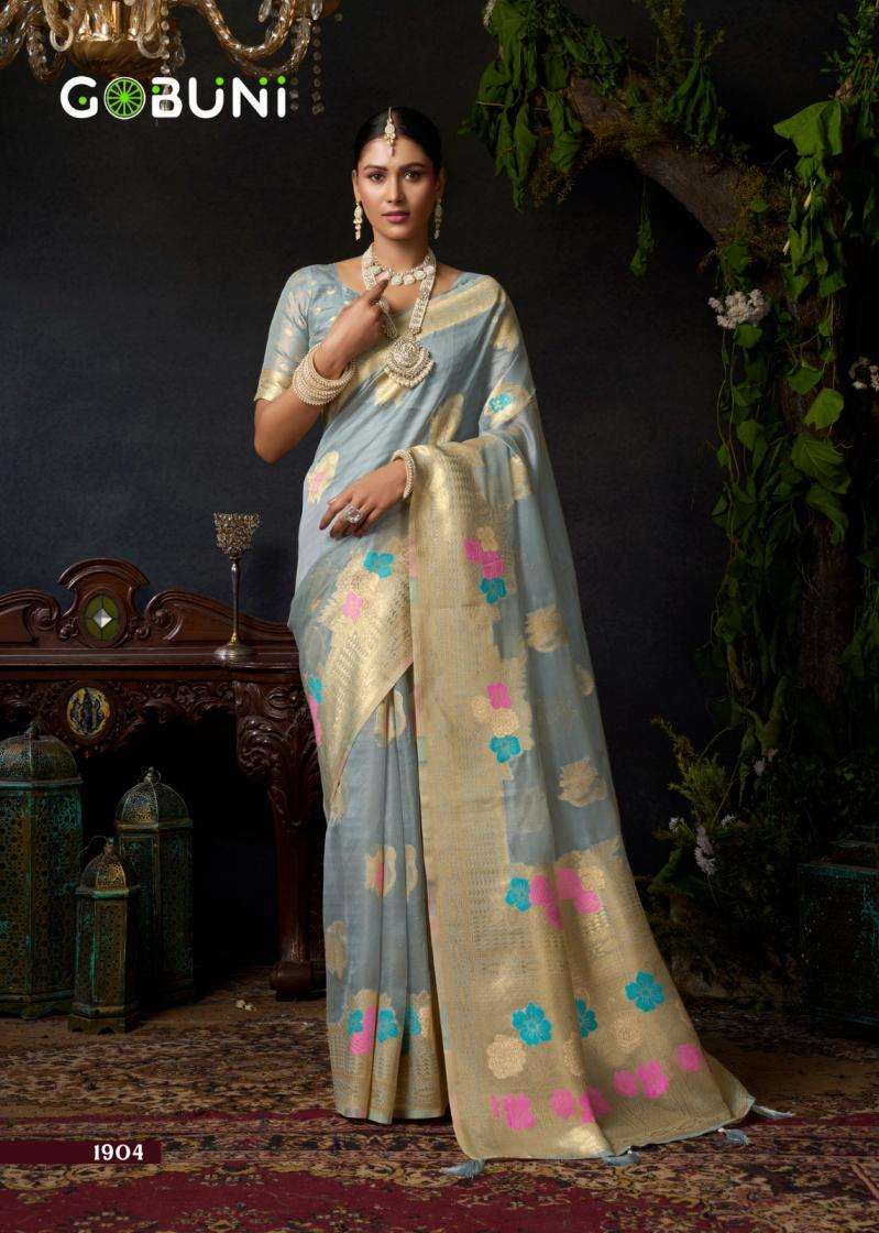 Gobuni Presents Sundari Vol-1 Organza Khadi Traditional Sarees Perfect For Festivals Catalog Wholesaler And Exporter 
