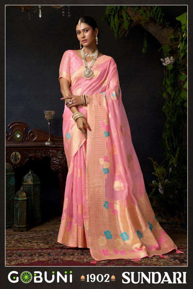 Gobuni Presents Sundari Vol-1 Organza Khadi Traditional Sarees Perfect For Festivals Catalog Wholesaler And Exporter 