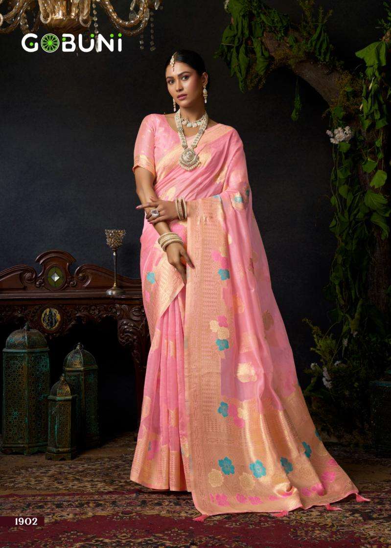 Gobuni Presents Sundari Vol-1 Organza Khadi Traditional Sarees Perfect For Festivals Catalog Wholesaler And Exporter 
