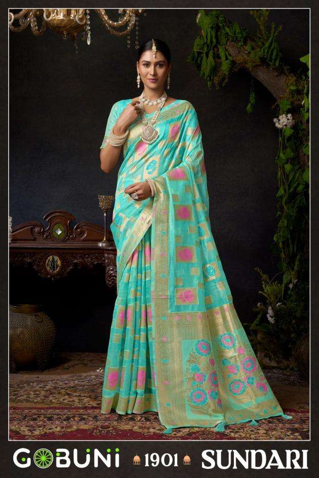 Gobuni Presents Sundari Vol-1 Organza Khadi Traditional Sarees Perfect For Festivals Catalog Wholesaler And Exporter 