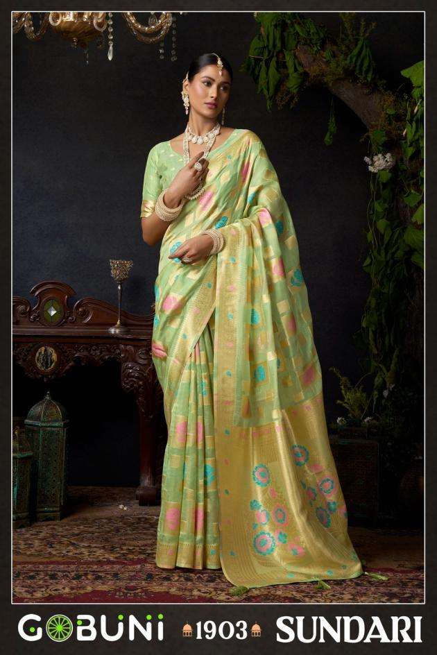 Gobuni Presents Sundari Vol-1 Organza Khadi Traditional Sarees Perfect For Festivals Catalog Wholesaler And Exporter 