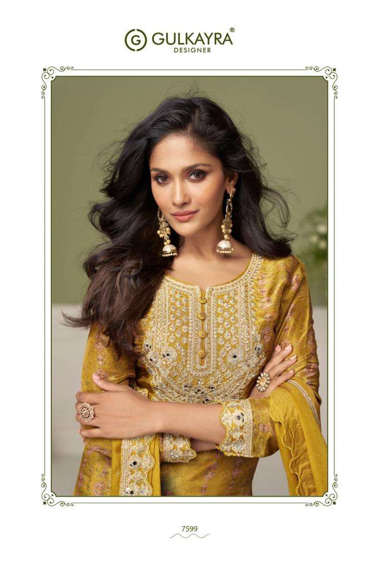 Gulkayra Designer Presents Bushra Chinon Fully Stitch Plazzo Style Suits Catalog Wholesaler And Exporter 