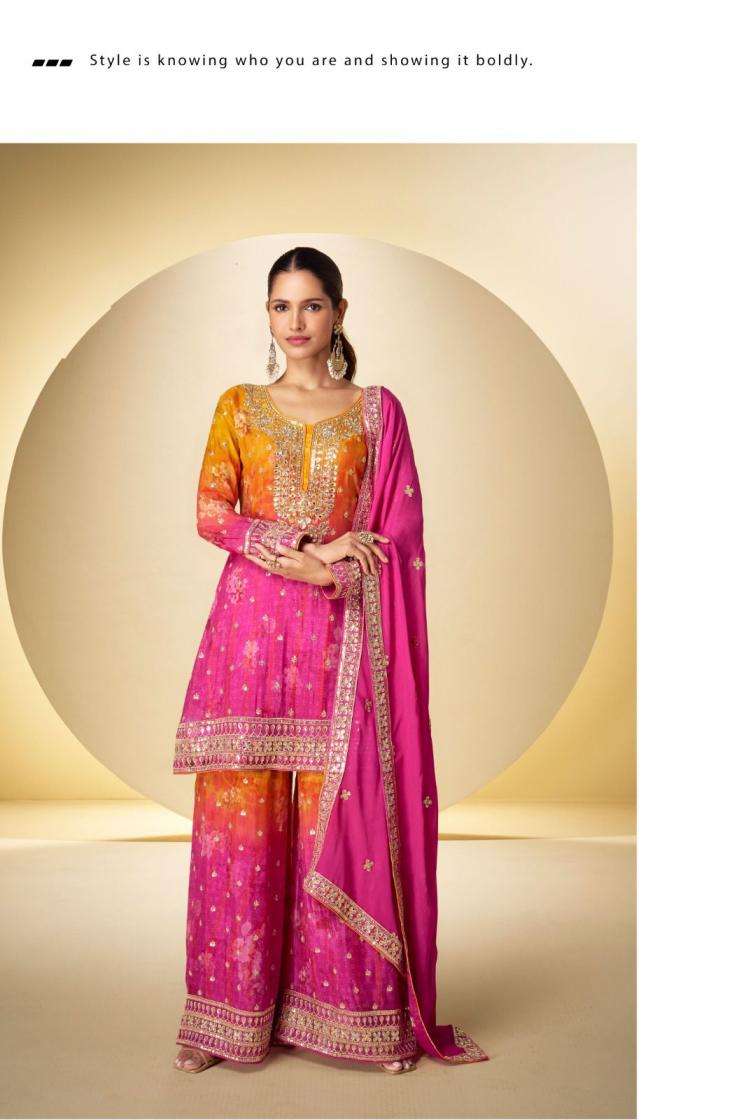 Gulkayra Designer Presents Kanika Chinon Readymade Exclusive Plazzo Style Dress Catalog Wholesaler And Exporter 