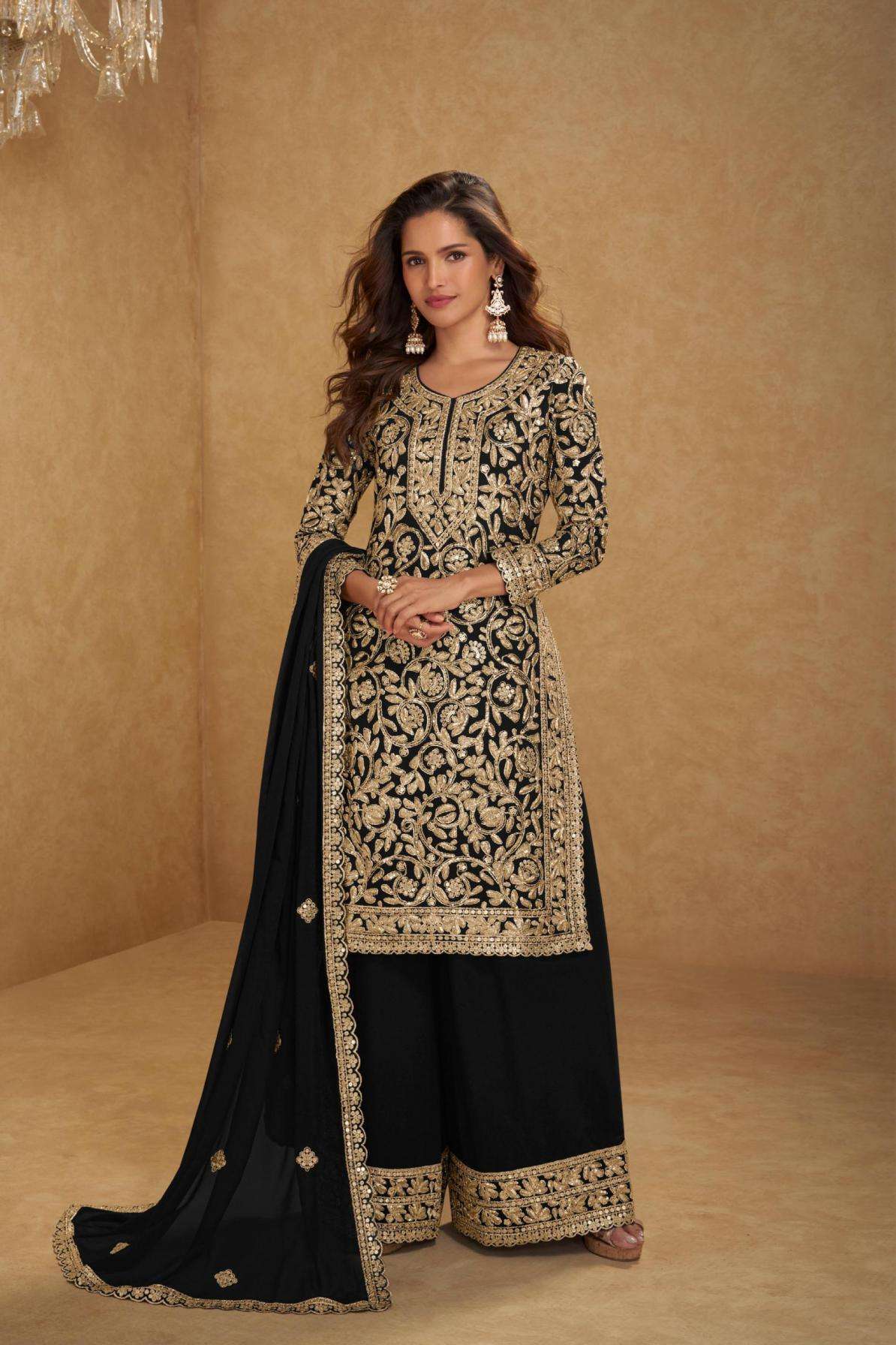 Gulkayra Designer Presents Suhani Georgette Fully Stitch Plazzo Style Dress Catalog Wholesaler And Exporter 