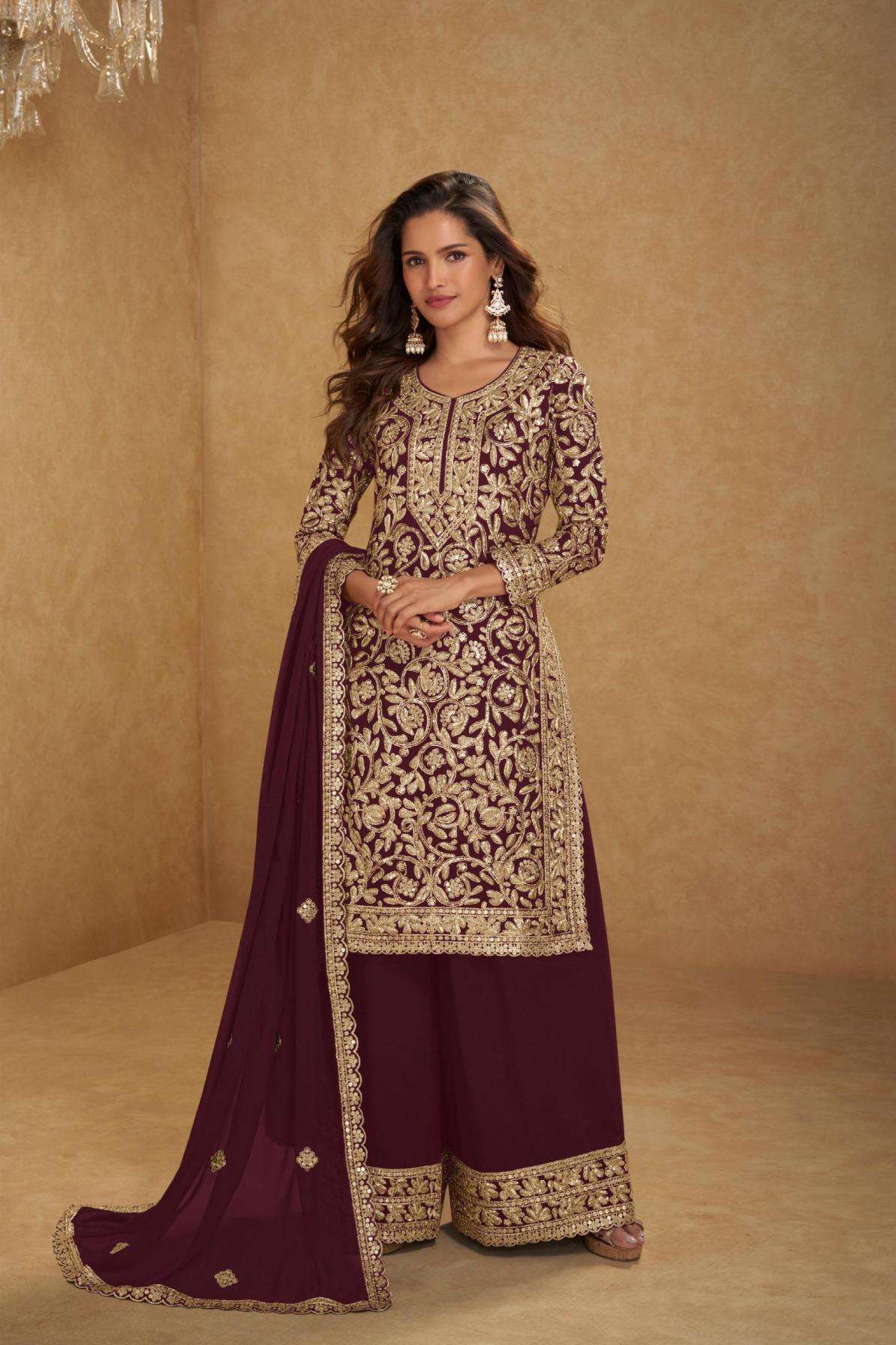 Gulkayra Designer Presents Suhani Georgette Fully Stitch Plazzo Style Dress Catalog Wholesaler And Exporter 
