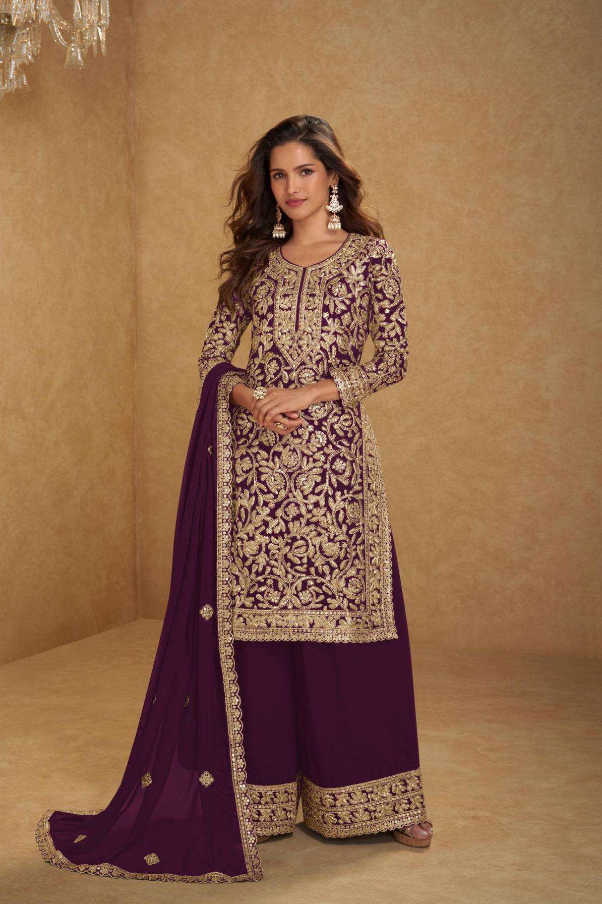 Gulkayra Designer Presents Suhani Georgette Fully Stitch Plazzo Style Dress Catalog Wholesaler And Exporter 