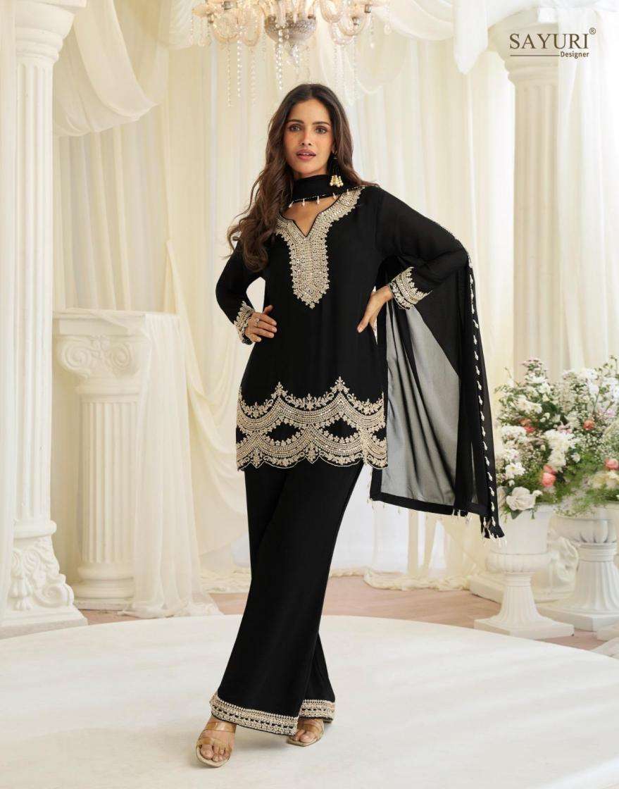 Sayuri Designer Presents Hoor Readymade Fashionale Georgette Plazzo Kurti Dupatta Catalog Wholesaler And Exporter 