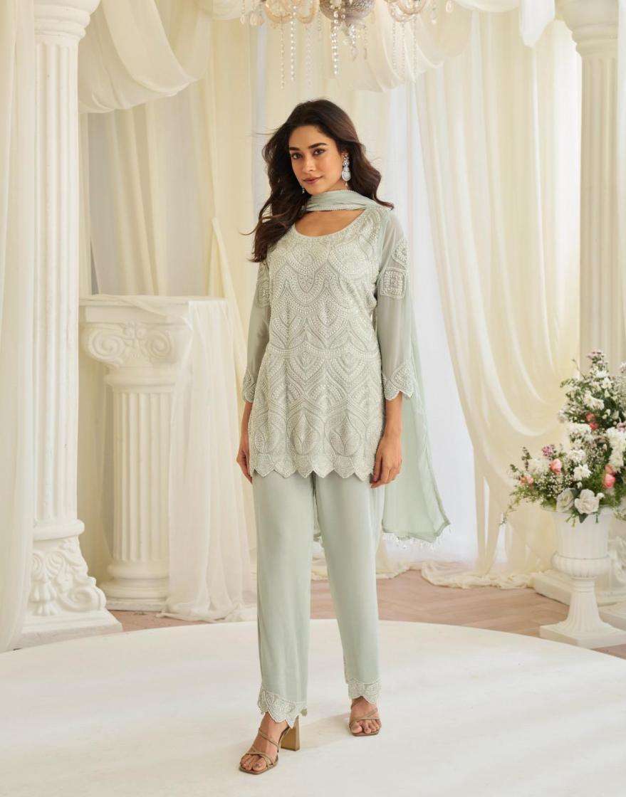 Sayuri Designer Presents Hoor Readymade Fashionale Georgette Plazzo Kurti Dupatta Catalog Wholesaler And Exporter 