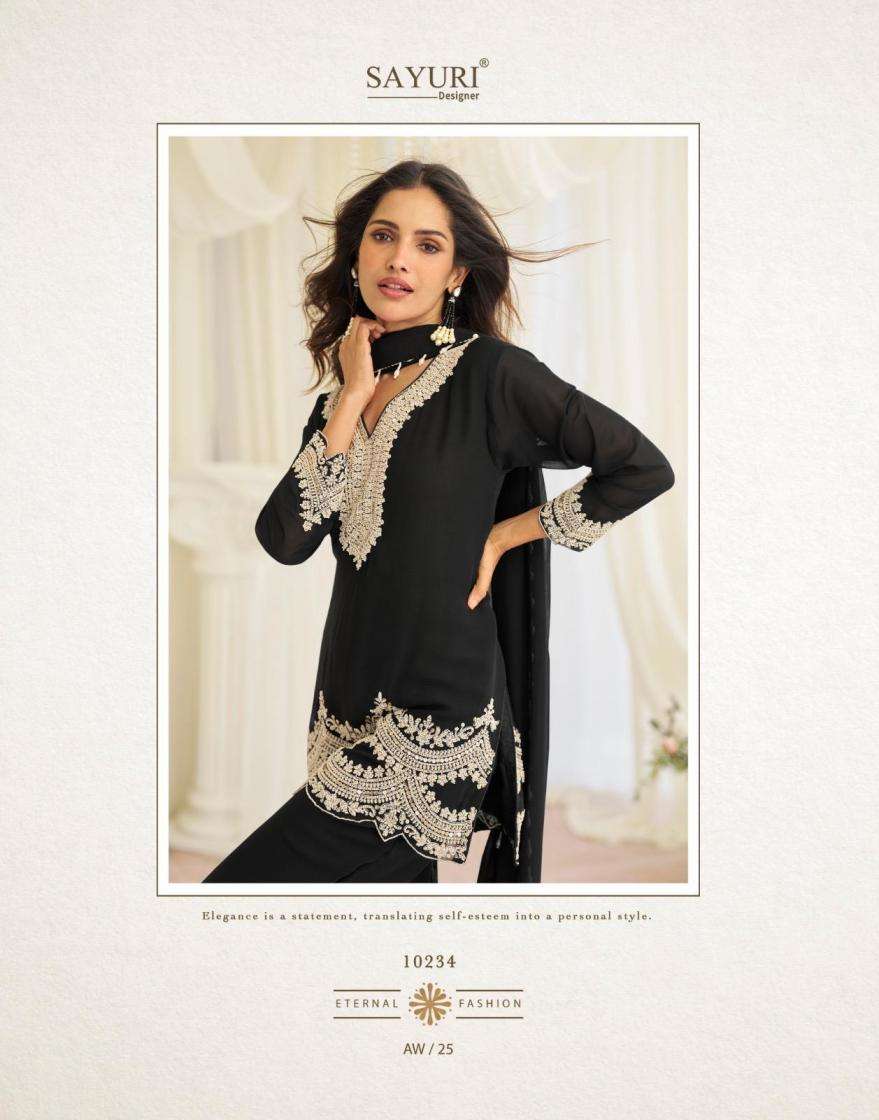 Sayuri Designer Presents Hoor Readymade Fashionale Georgette Plazzo Kurti Dupatta Catalog Wholesaler And Exporter 