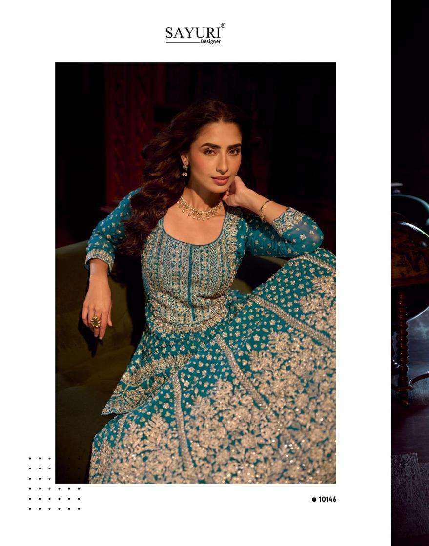 Sayuri Designer Presents Sureena Real Georgette Fully Stitch Skirt Suit With Dupatta Catalog Wholesaler And Exporter 