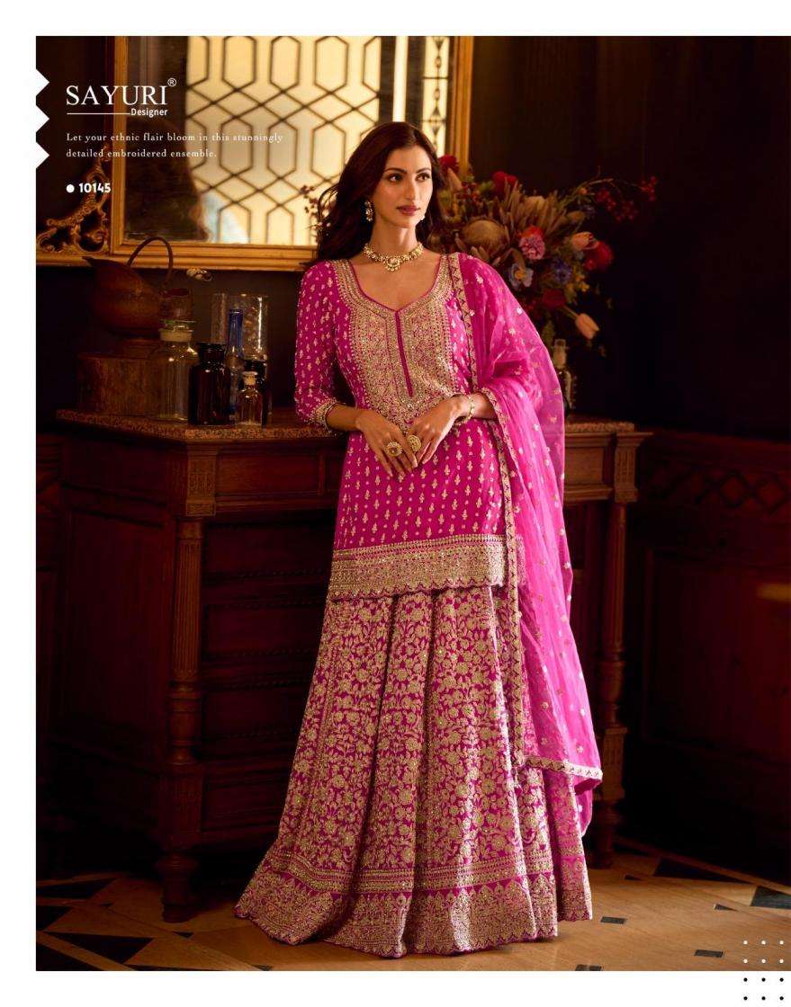 Sayuri Designer Presents Sureena Real Georgette Fully Stitch Skirt Suit With Dupatta Catalog Wholesaler And Exporter 