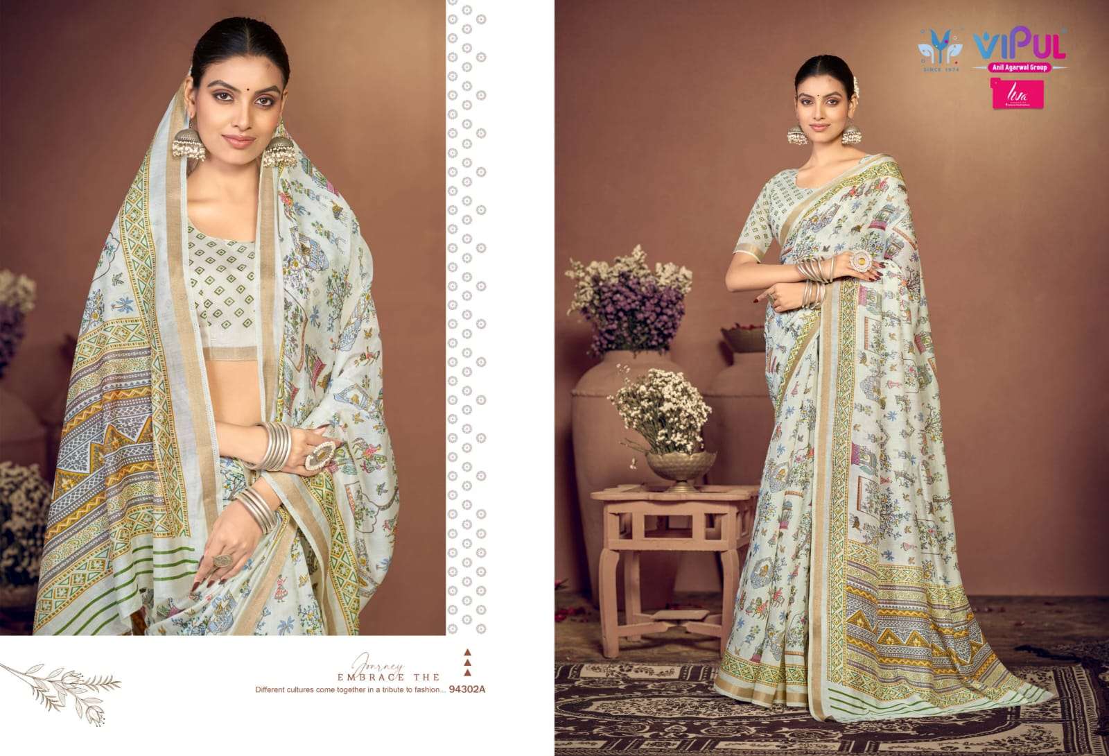 Vipul Presents Monalisa Vol-6 Wholesale Chanderi Silk Fabrics Ethnic Sarees Catalog Wholesaler and Exporter 