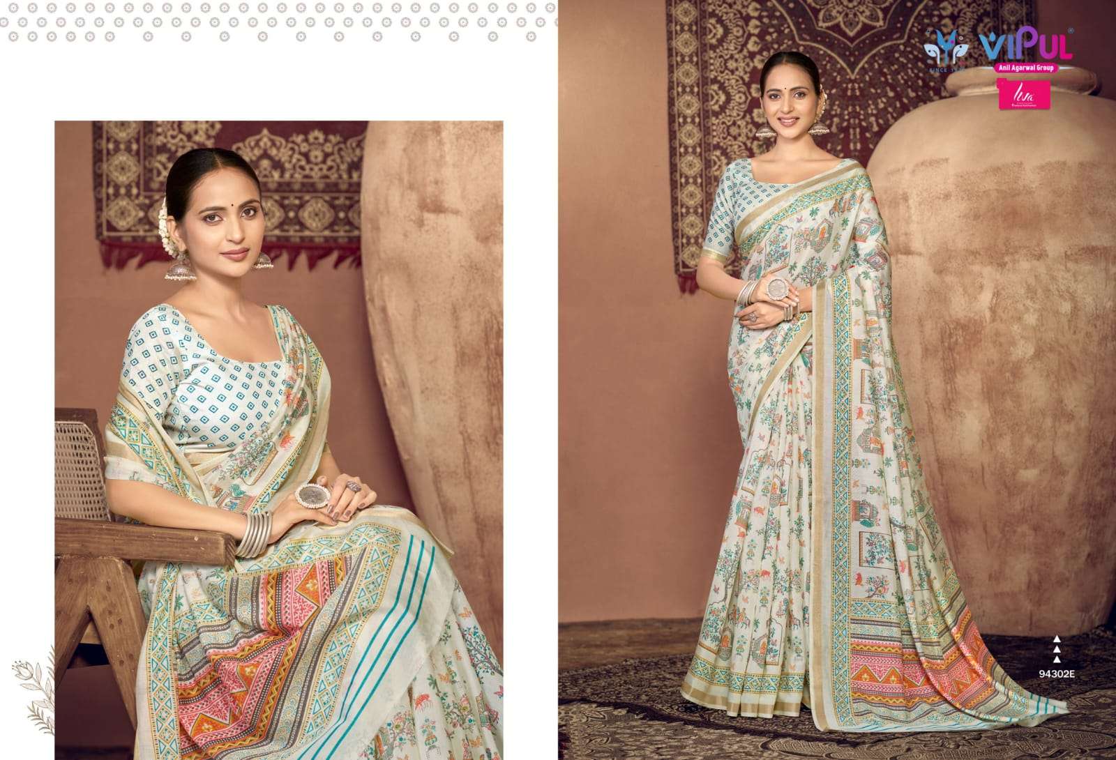 Vipul Presents Monalisa Vol-6 Wholesale Chanderi Silk Fabrics Ethnic Sarees Catalog Wholesaler and Exporter 