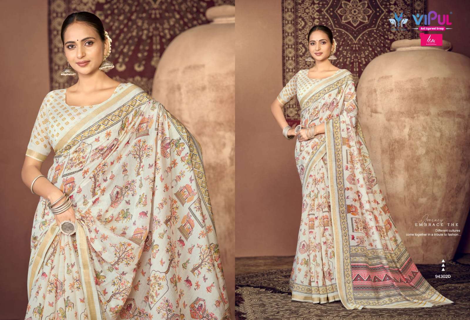 Vipul Presents Monalisa Vol-6 Wholesale Chanderi Silk Fabrics Ethnic Sarees Catalog Wholesaler and Exporter 