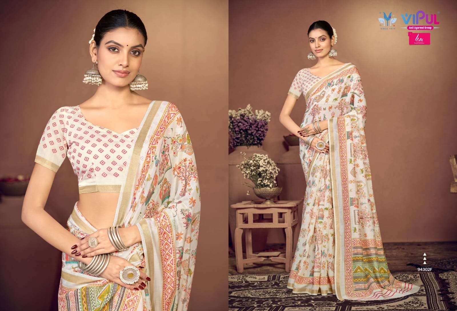 Vipul Presents Monalisa Vol-6 Wholesale Chanderi Silk Fabrics Ethnic Sarees Catalog Wholesaler and Exporter 
