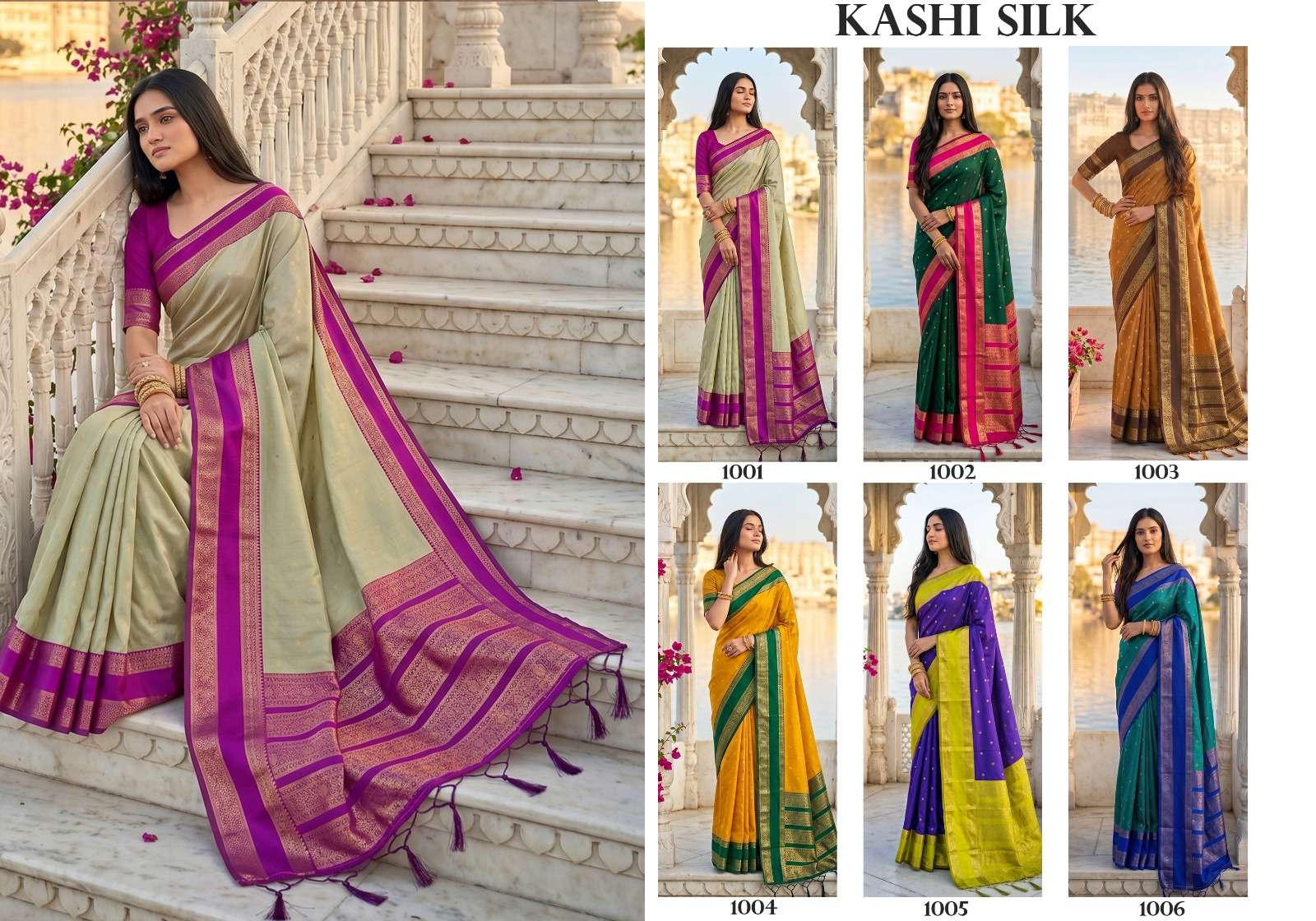 astita presents kashi silk fancy partywear south indian style sarees catalog wholesaler and exporter in surat