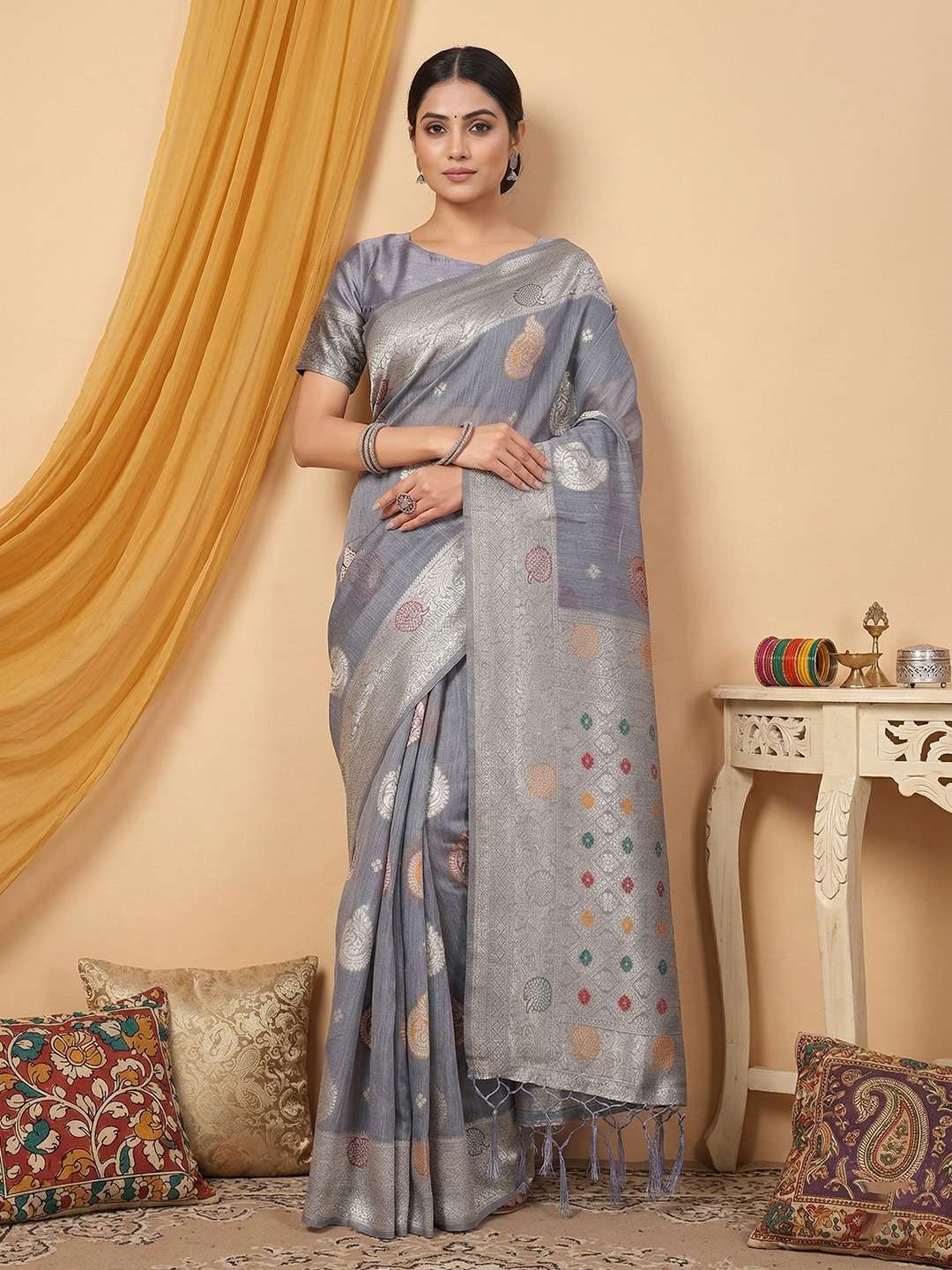 astita presents riwaaz causal wear south indian styel silk sarees catalog wholesaler and exporters