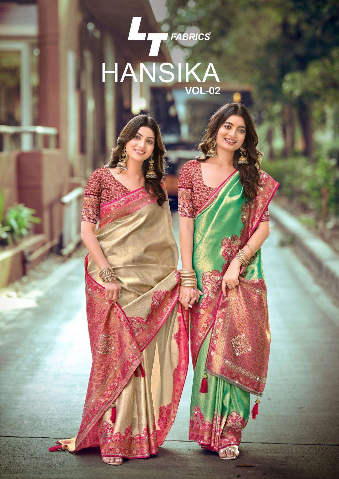 lt fashion presents hansika vol 2 dyed with jharkan work best sarees catalog