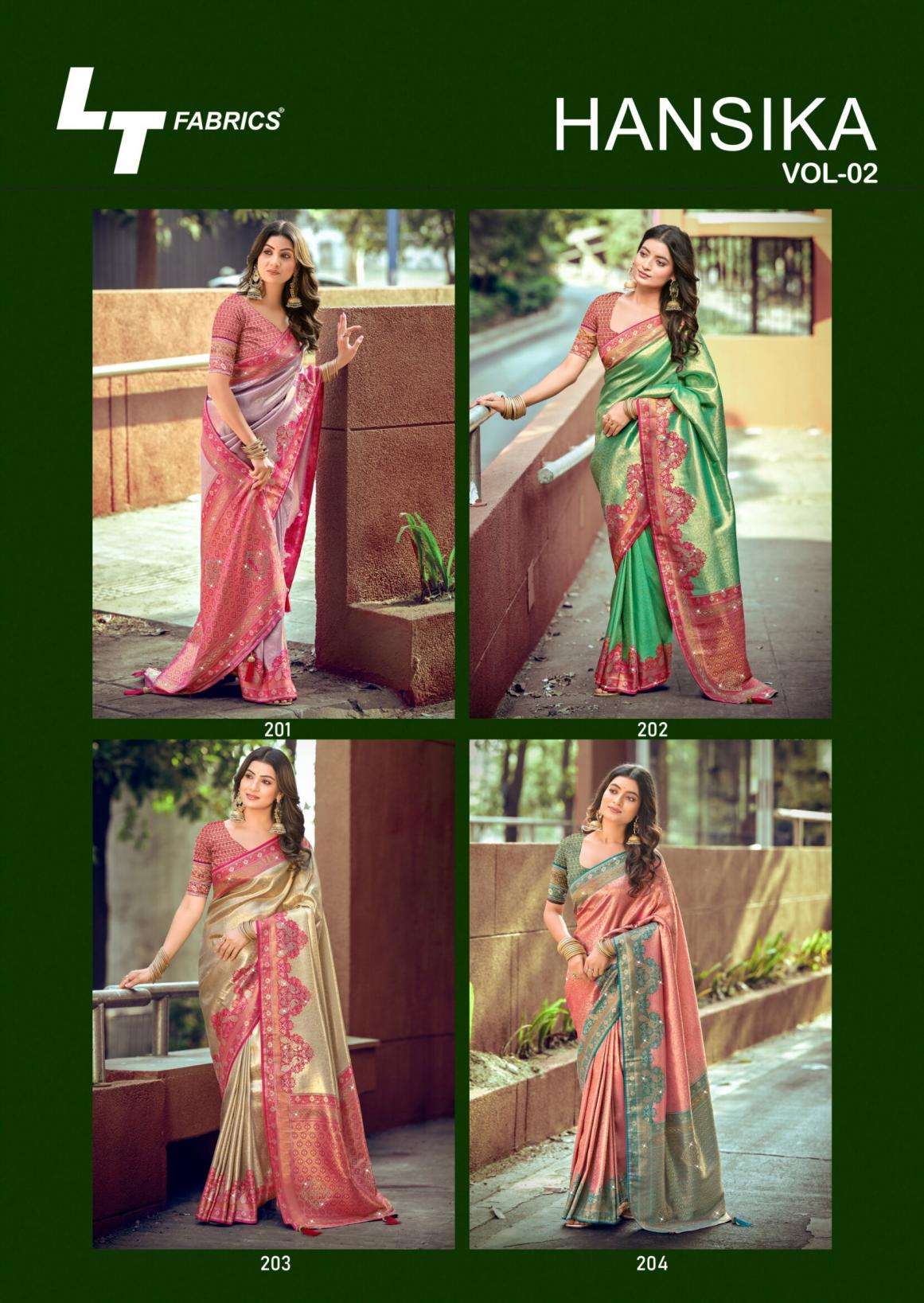lt fashion presents hansika vol 2 dyed with jharkan work best sarees catalog