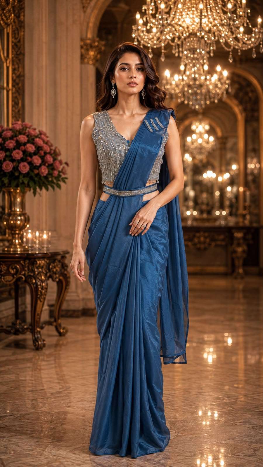 AMOHA 102349 COLOUR READYMADE ONE MINUTES SAREES CATALOG WHOLESALER AND EXPORTERS