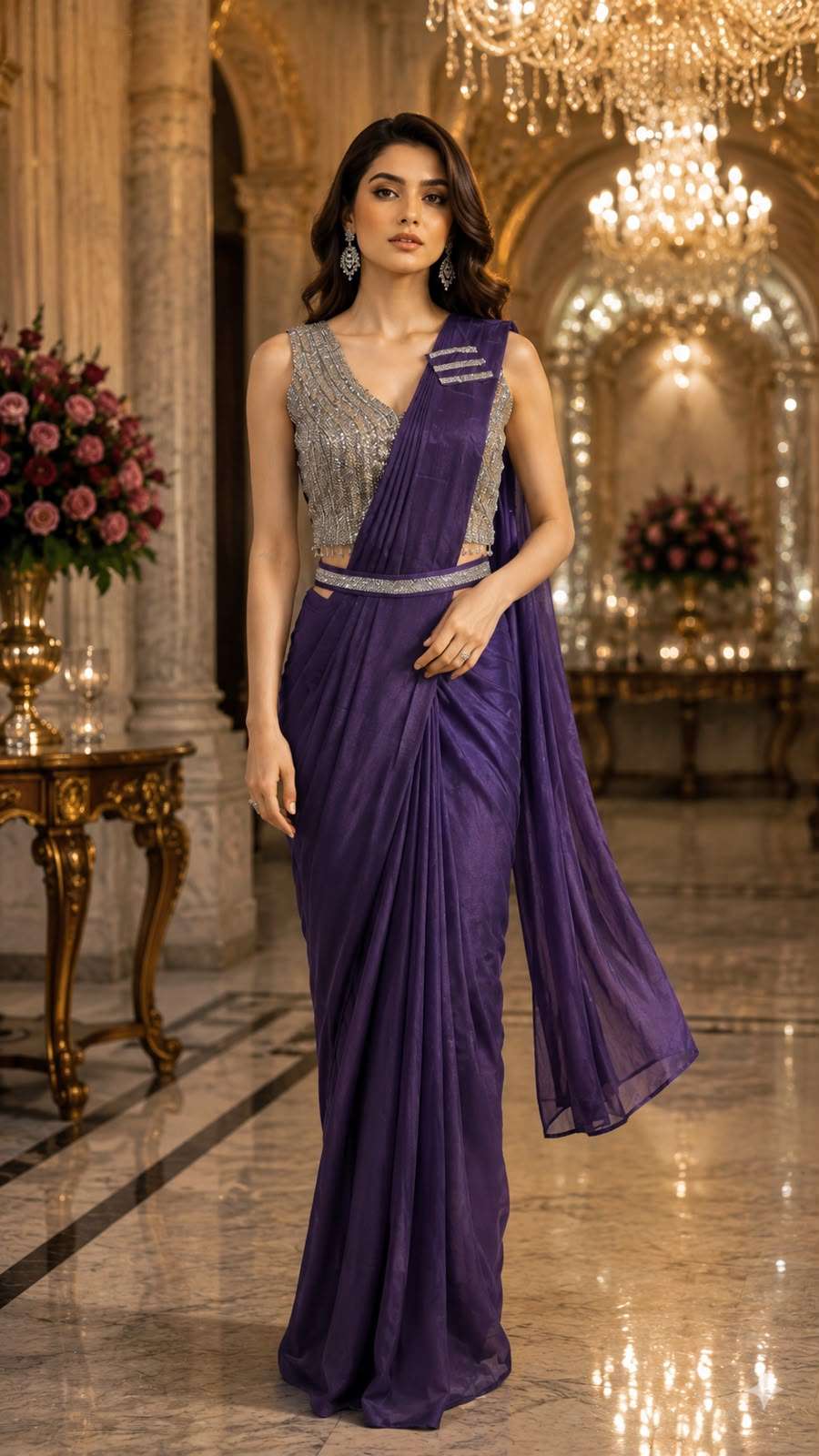 AMOHA 102349 COLOUR READYMADE ONE MINUTES SAREES CATALOG WHOLESALER AND EXPORTERS