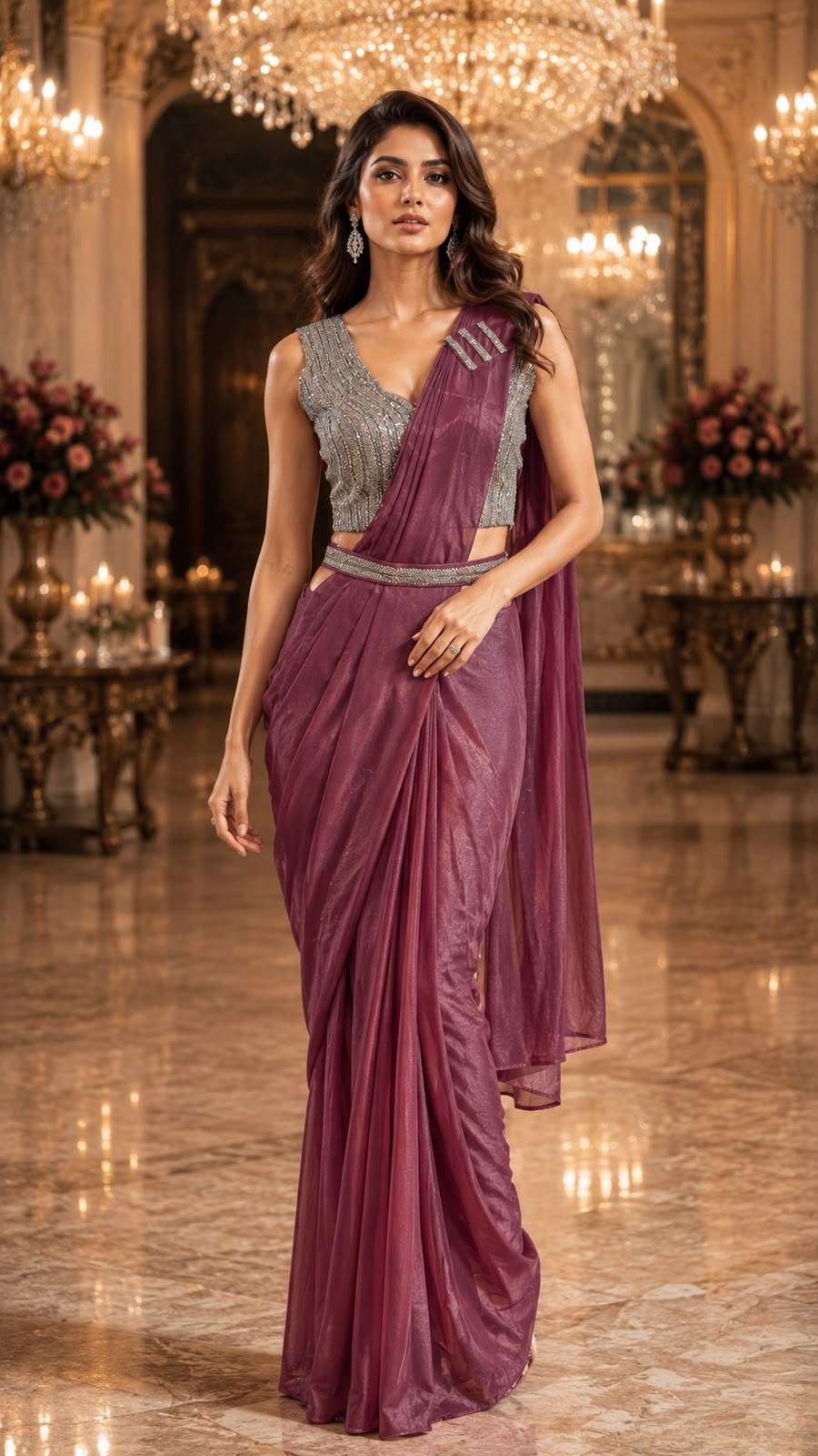 AMOHA 102349 COLOUR READYMADE ONE MINUTES SAREES CATALOG WHOLESALER AND EXPORTERS