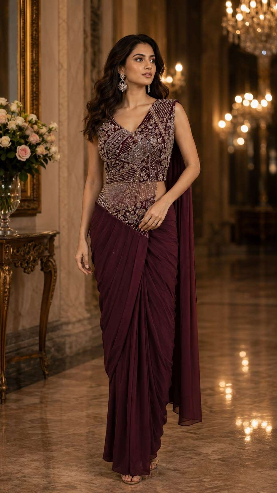 AMOHA 102412 COLOUR HEAVY DESINGER READYMADE BLOUSE AND ONE MINUTES SAREES CATALOG WHOLESALER AND EXPORTERS