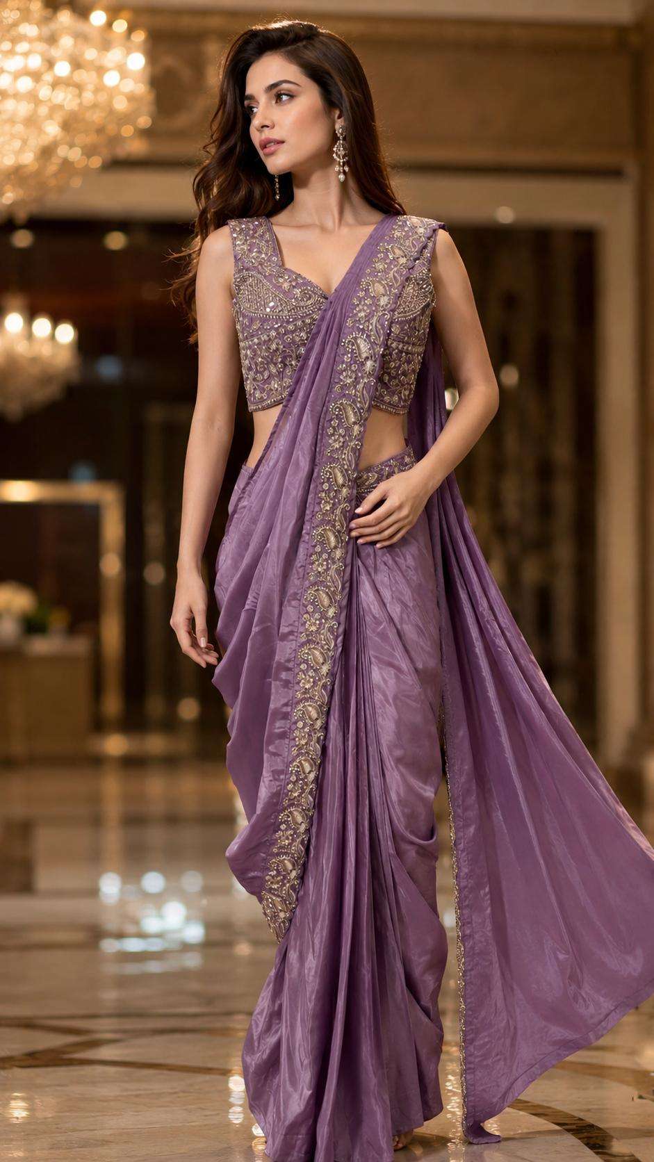 AMOHA A536 COLOUR HEAVY DESINGER READYMADE BLOUSE AND ONE MINUTES SAREES CATALOG WHOLESALER AND EXPORTERS 