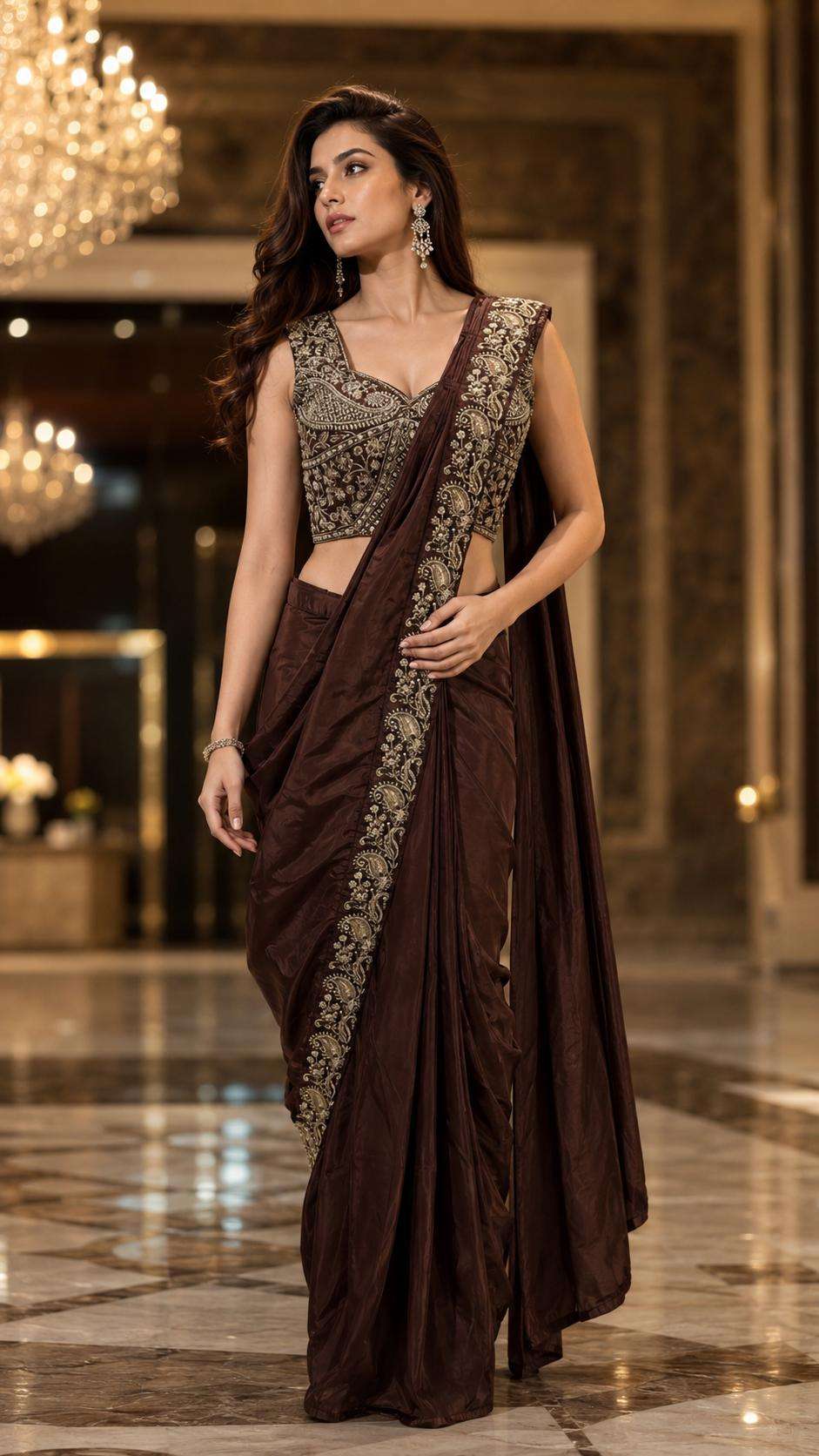 AMOHA A536 COLOUR HEAVY DESINGER READYMADE BLOUSE AND ONE MINUTES SAREES CATALOG WHOLESALER AND EXPORTERS 