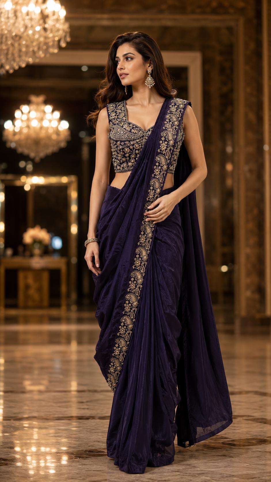 AMOHA A536 COLOUR HEAVY DESINGER READYMADE BLOUSE AND ONE MINUTES SAREES CATALOG WHOLESALER AND EXPORTERS 