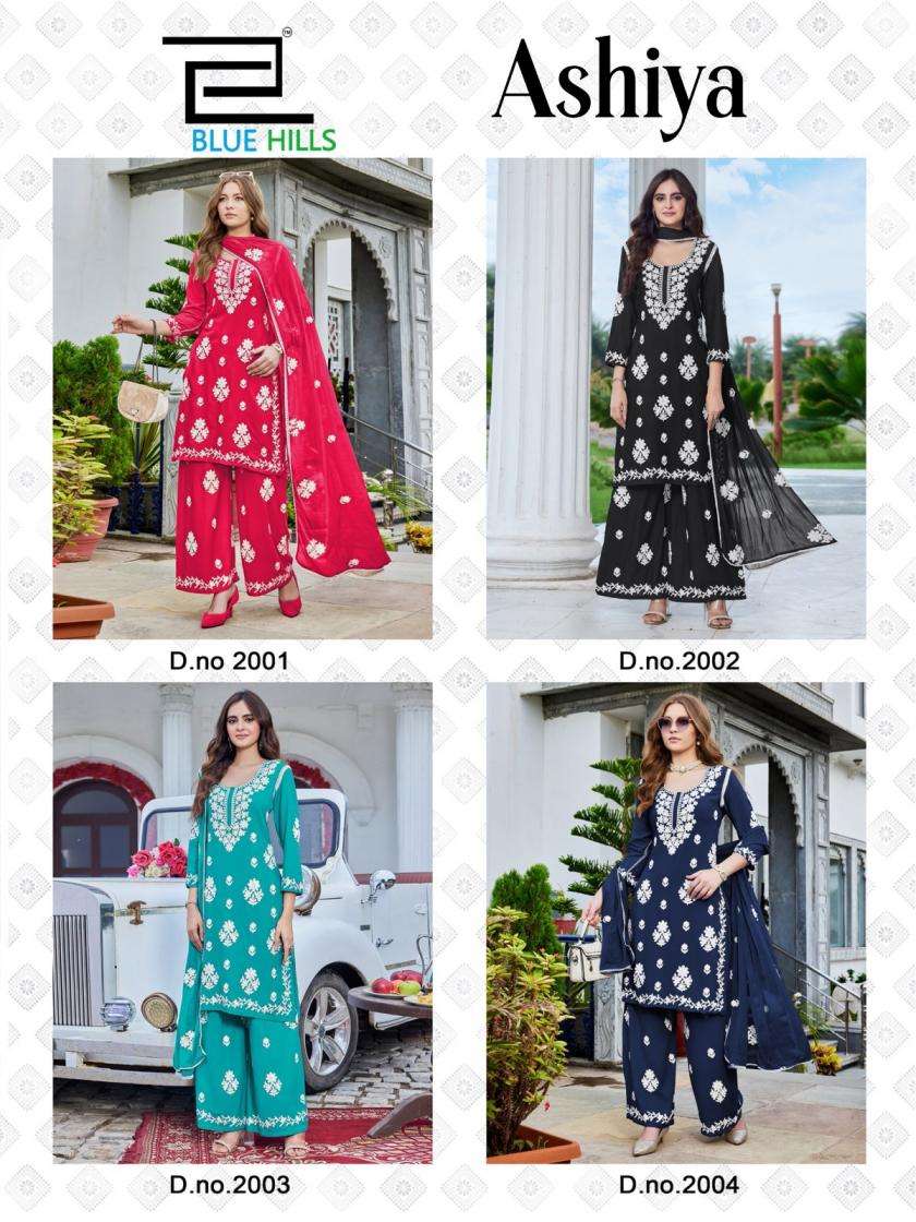 blue hills ashiya rayon white thread work full stitch big size combo plazzo 3pcs 
