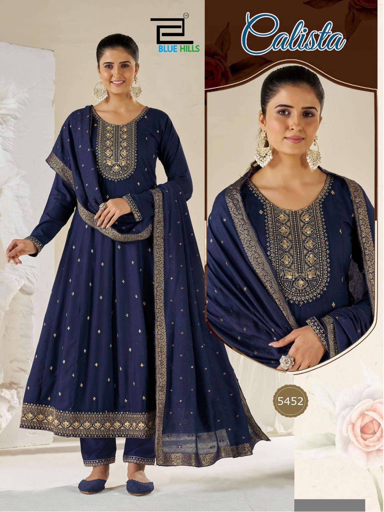 blue hills presents calista readymade anarkali style rayon 3pcs plus size dress combo collection 
