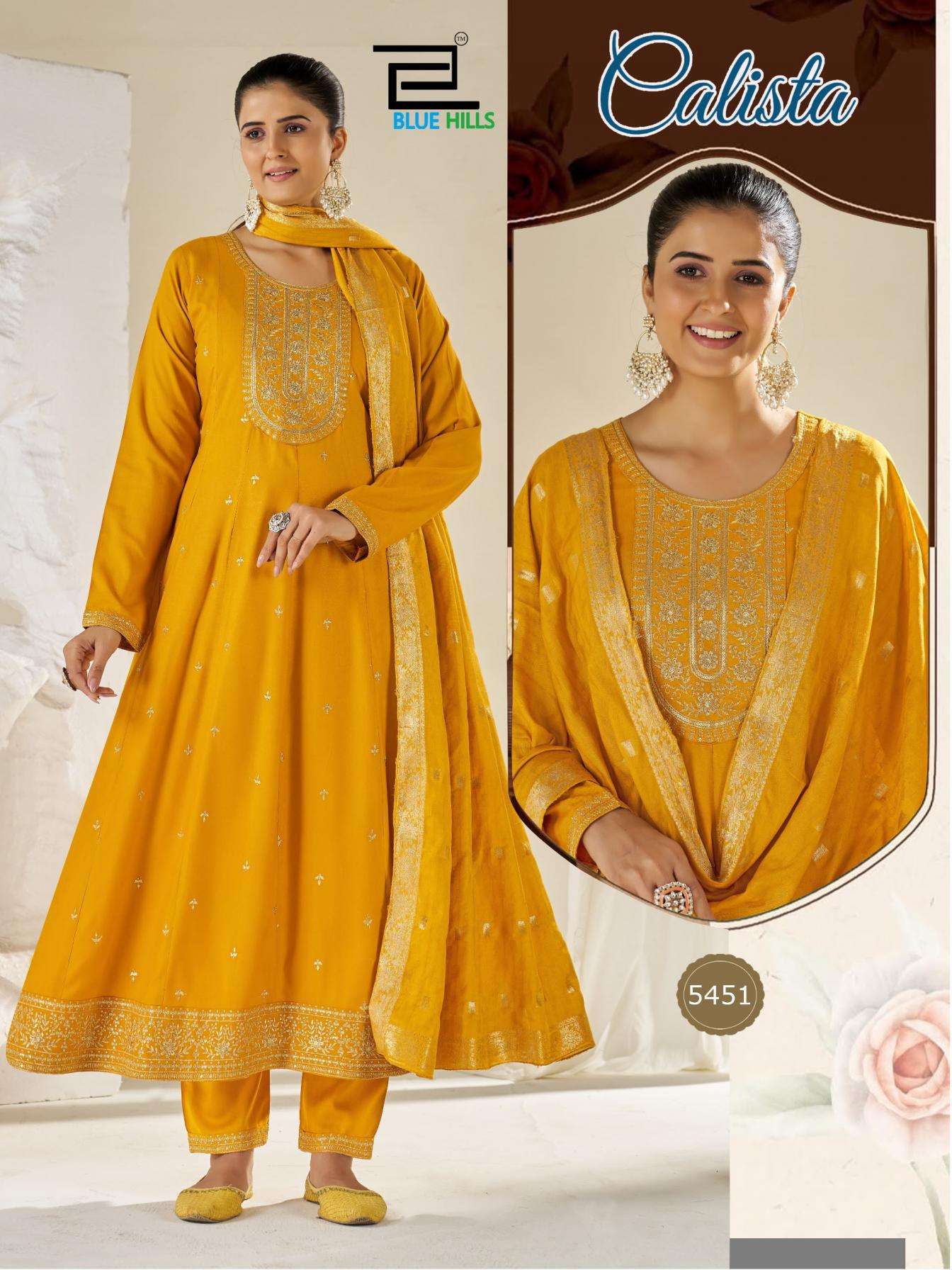 blue hills presents calista readymade anarkali style rayon 3pcs plus size dress combo collection 