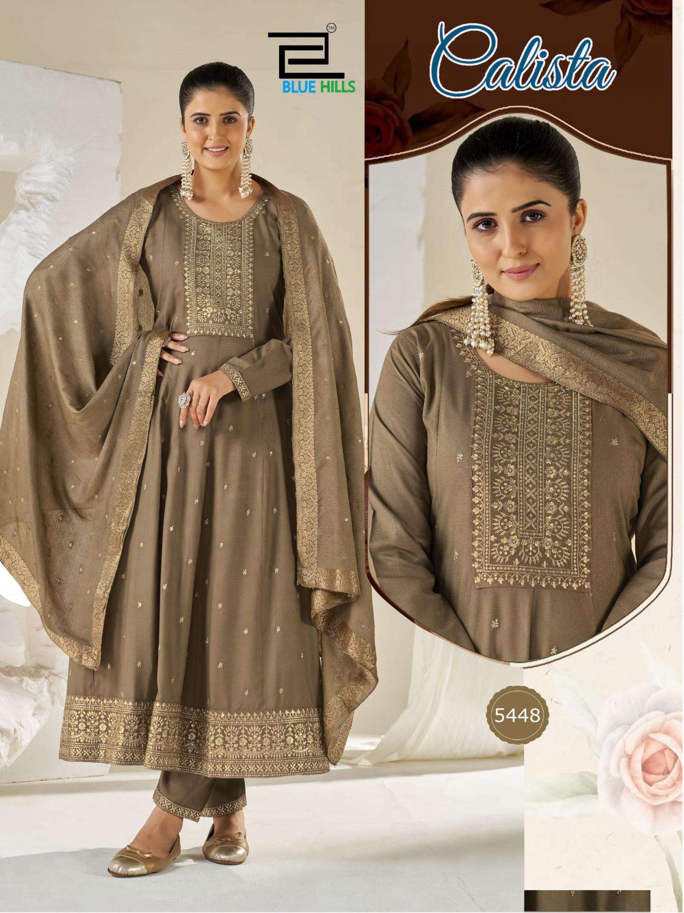 blue hills presents calista readymade anarkali style rayon 3pcs plus size dress combo collection 