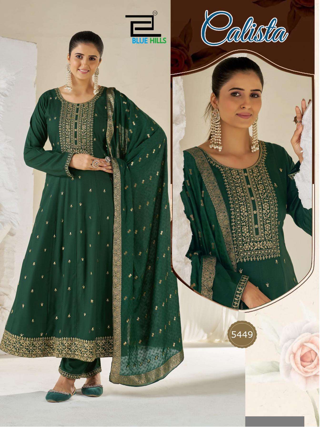 blue hills presents calista readymade anarkali style rayon 3pcs plus size dress combo collection 