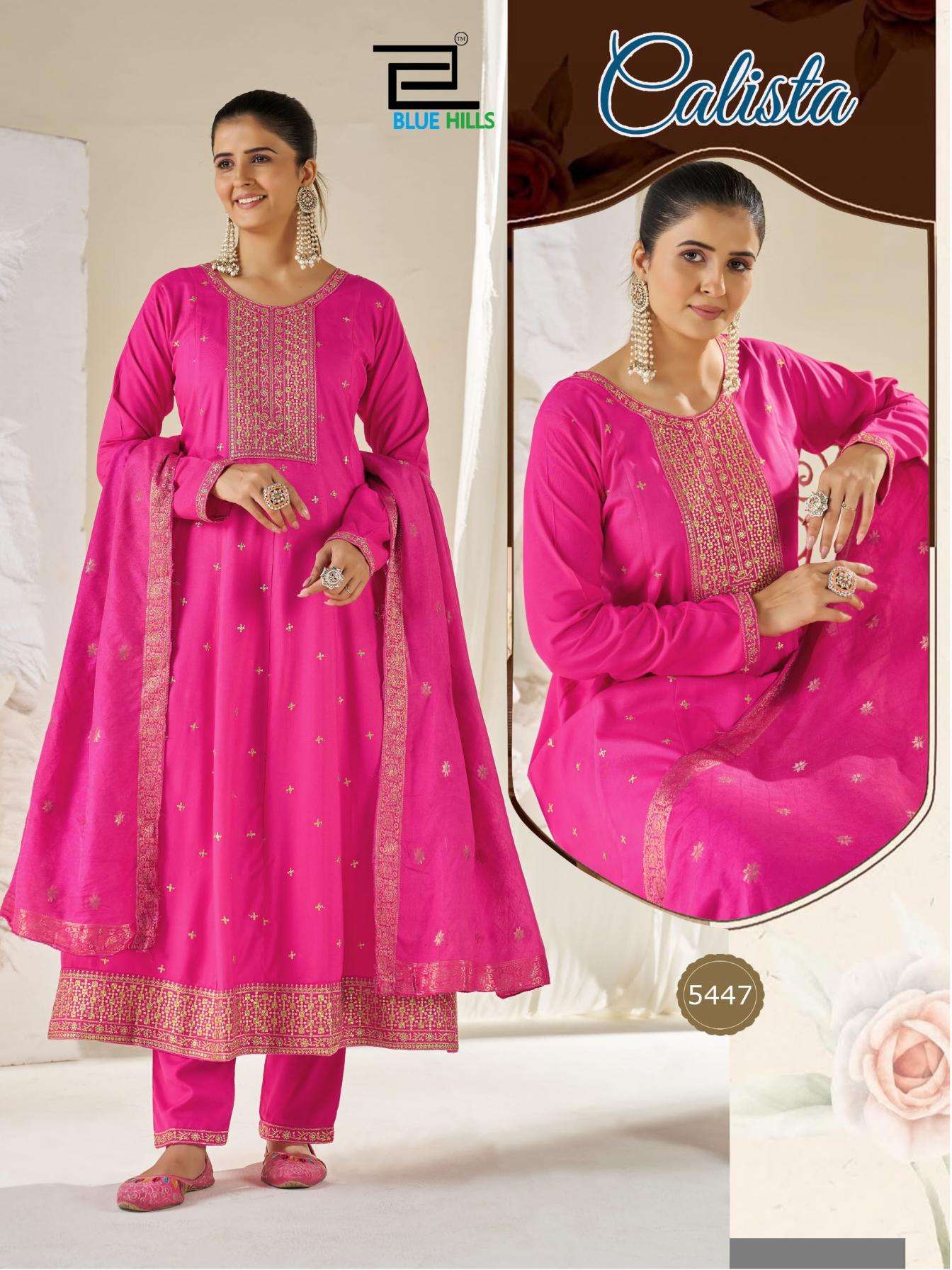 blue hills presents calista readymade anarkali style rayon 3pcs plus size dress combo collection 