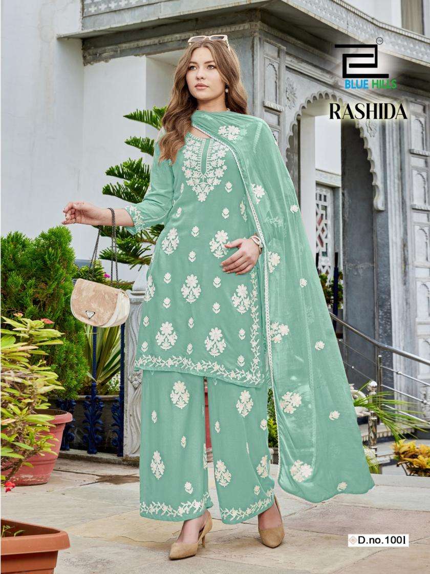 blue hills rashida full stitch rayon white thread work big size combo plazzo kurtis