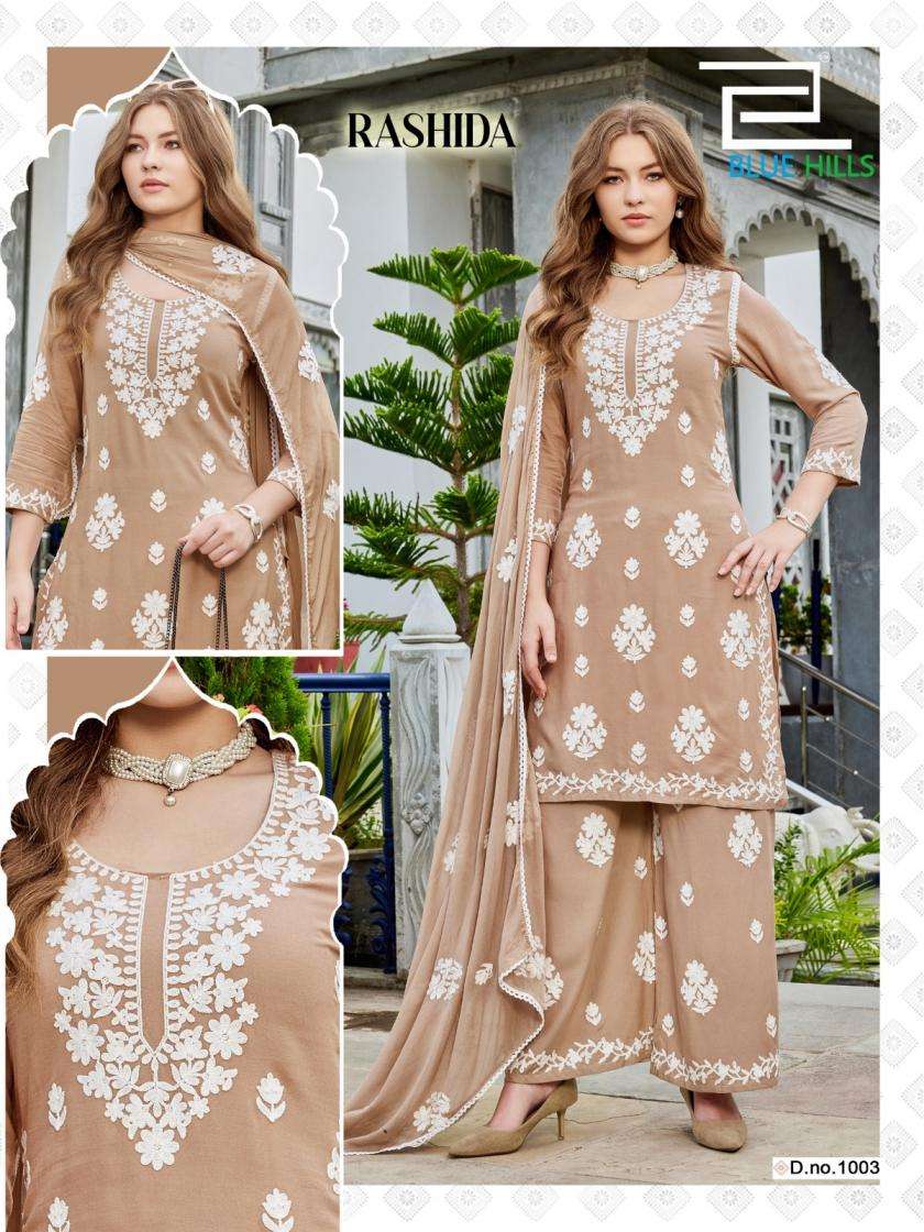 blue hills rashida full stitch rayon white thread work big size combo plazzo kurtis