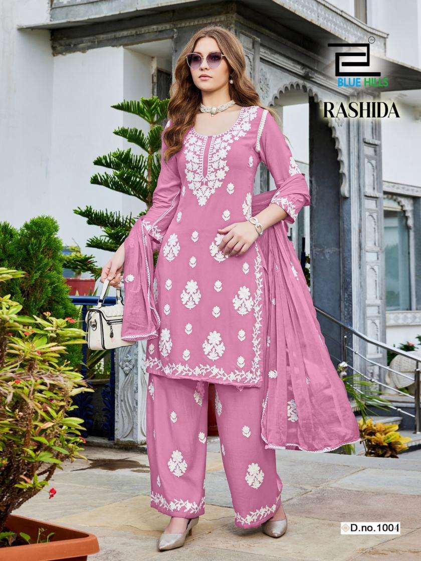 blue hills rashida full stitch rayon white thread work big size combo plazzo kurtis