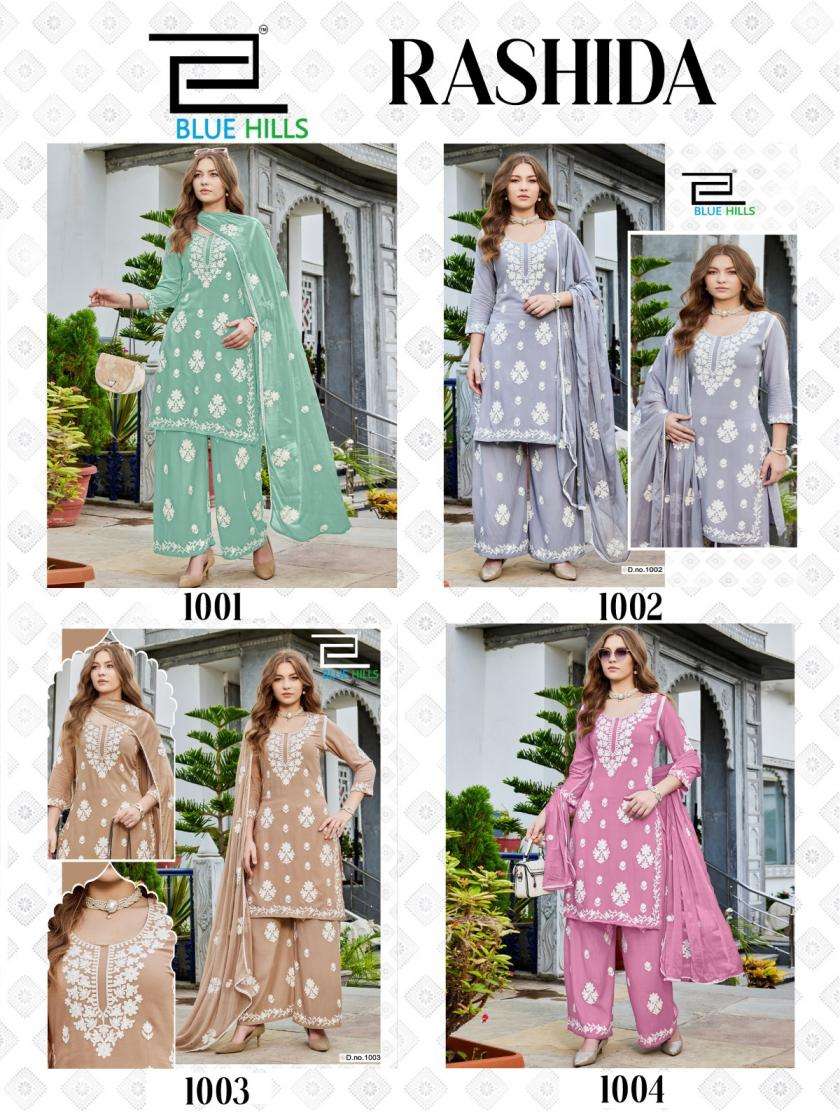 blue hills rashida full stitch rayon white thread work big size combo plazzo kurtis